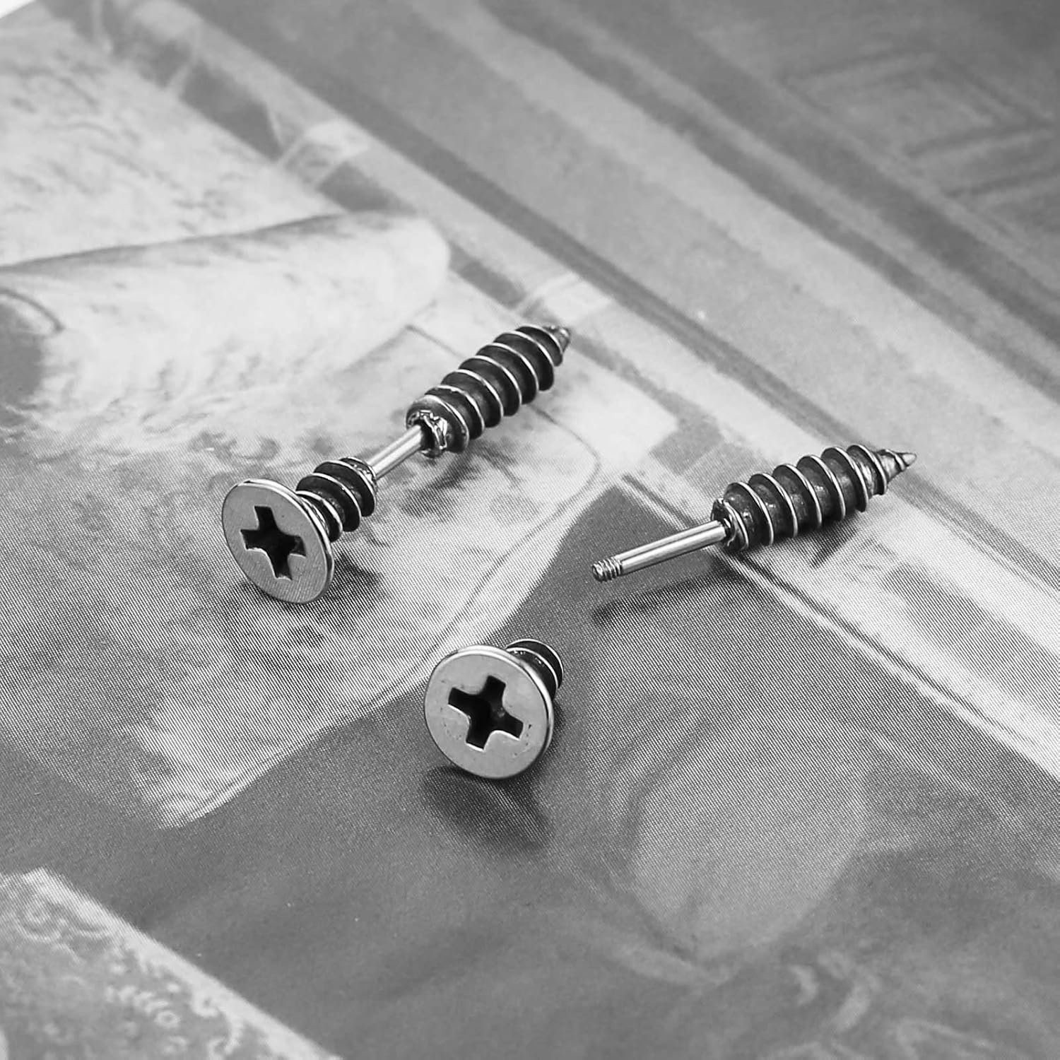 HZMAN Screws Earring for Men Women Stainless Steel Gothic Punk Hip Hop Lightweight Piercing Screws Stud Earrings Party Jewelry Gift - Image 4