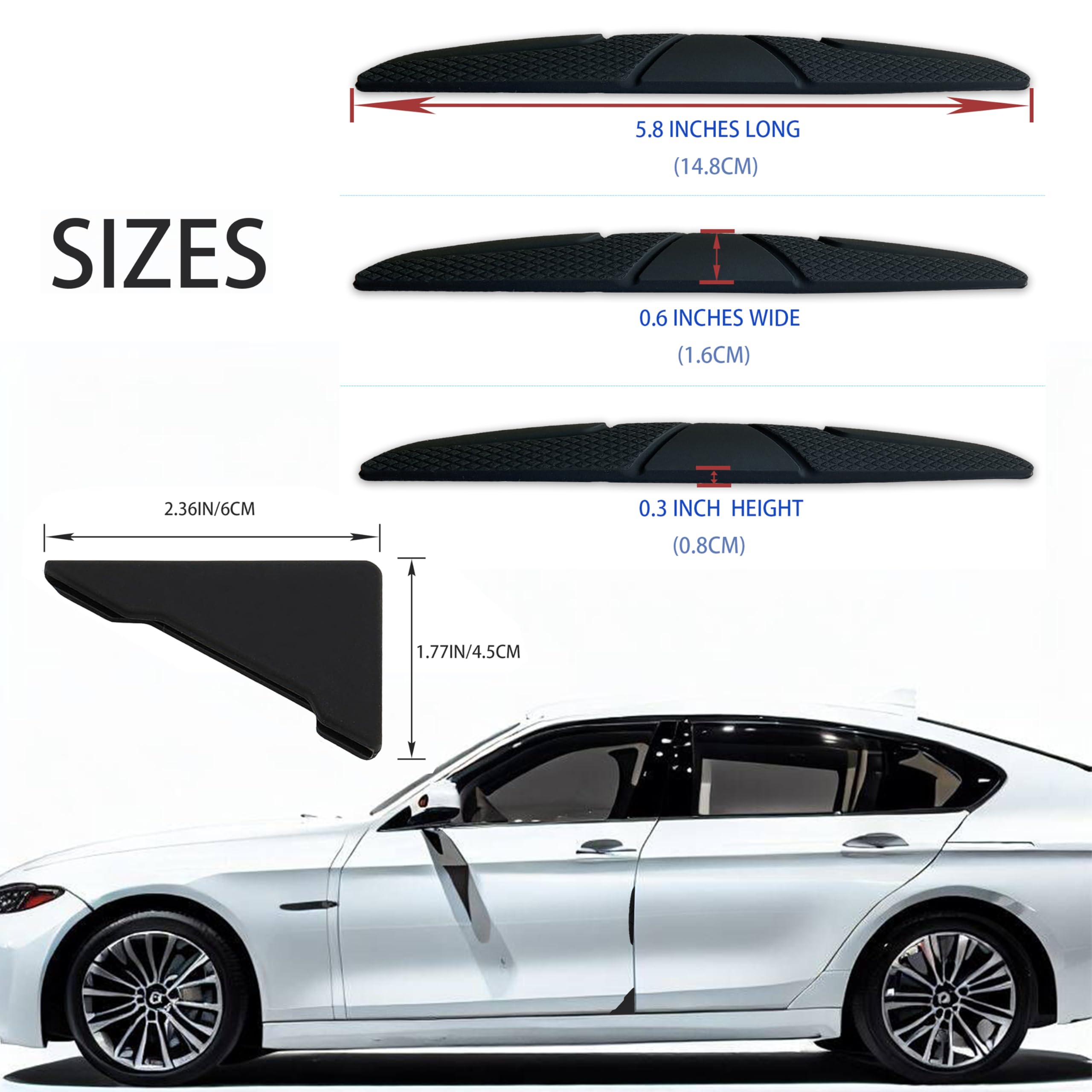 Hosawtek Car Door Corner Guards 4 Pack + 4 Pack Black Rubber Edge Protectors - Anti-Scratch and Dent Resistant - Universal 90-Degree Door Angle for All Vehicles