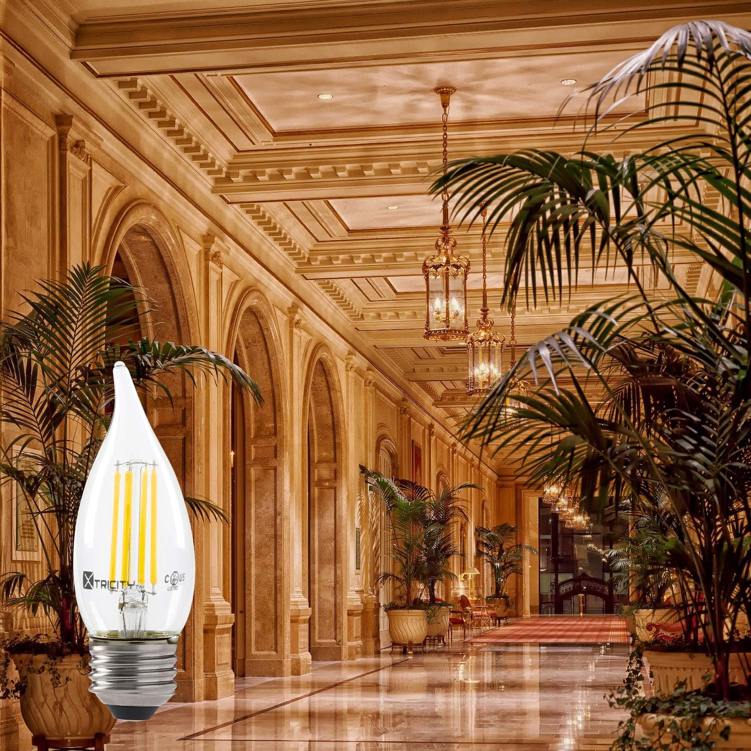 Gеt Sресіаl Prісе LED 5.5W Flame Tip Clear Filament Chandelier Light Bulb, 60W Equivalent, 500 Lumens, 3000K Soft White, Dimmable, 120V, E26 Medium Base, Energy Star, Clear (6 Pack)