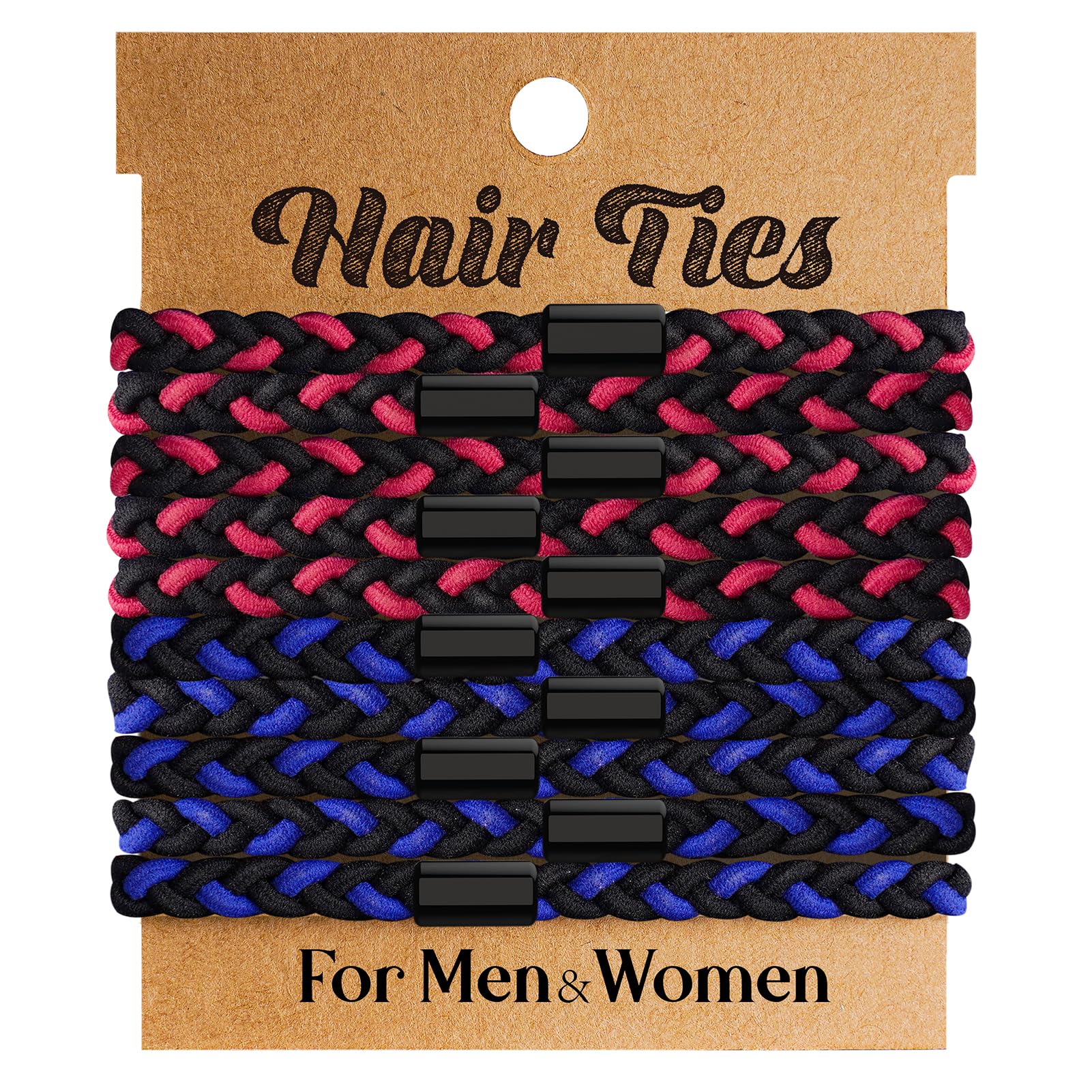 EasYoung 10pcs Braided Mens Hair Ties for Guys for Buns Curly Thick Dense Hair Elastic Hair Ties For Men & Women