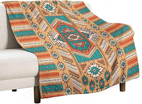 Miniatura 45 de Manta de tiro floral retro de los años 70, estilo bohemio, ondulado, geométrico, hippie, lindas flores, amarillo y naranja, manta con estampado