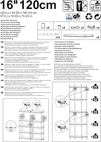 Miniatura 9 de Ram Quality Products Sistema de estantería de plástico extra de 5 niveles para organización de garaje, cobertizo o sótano, color negro