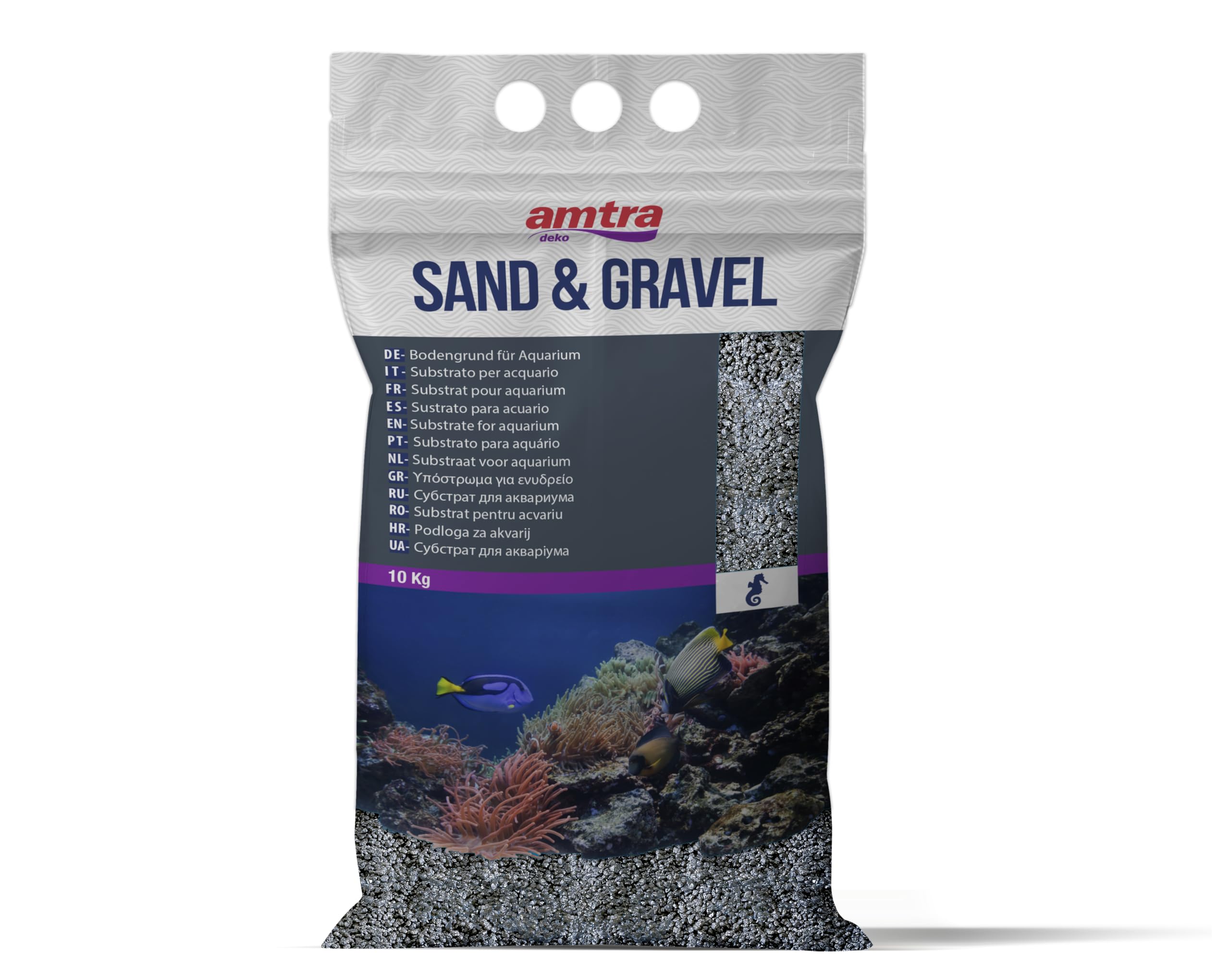 Amtra Cuarzo Ceramizado Negro, Arena de Acuario de Cuarzo Fino, Para Agua Dulce o Salada, Grano de 2-3 mm, Cantidad 10 kg