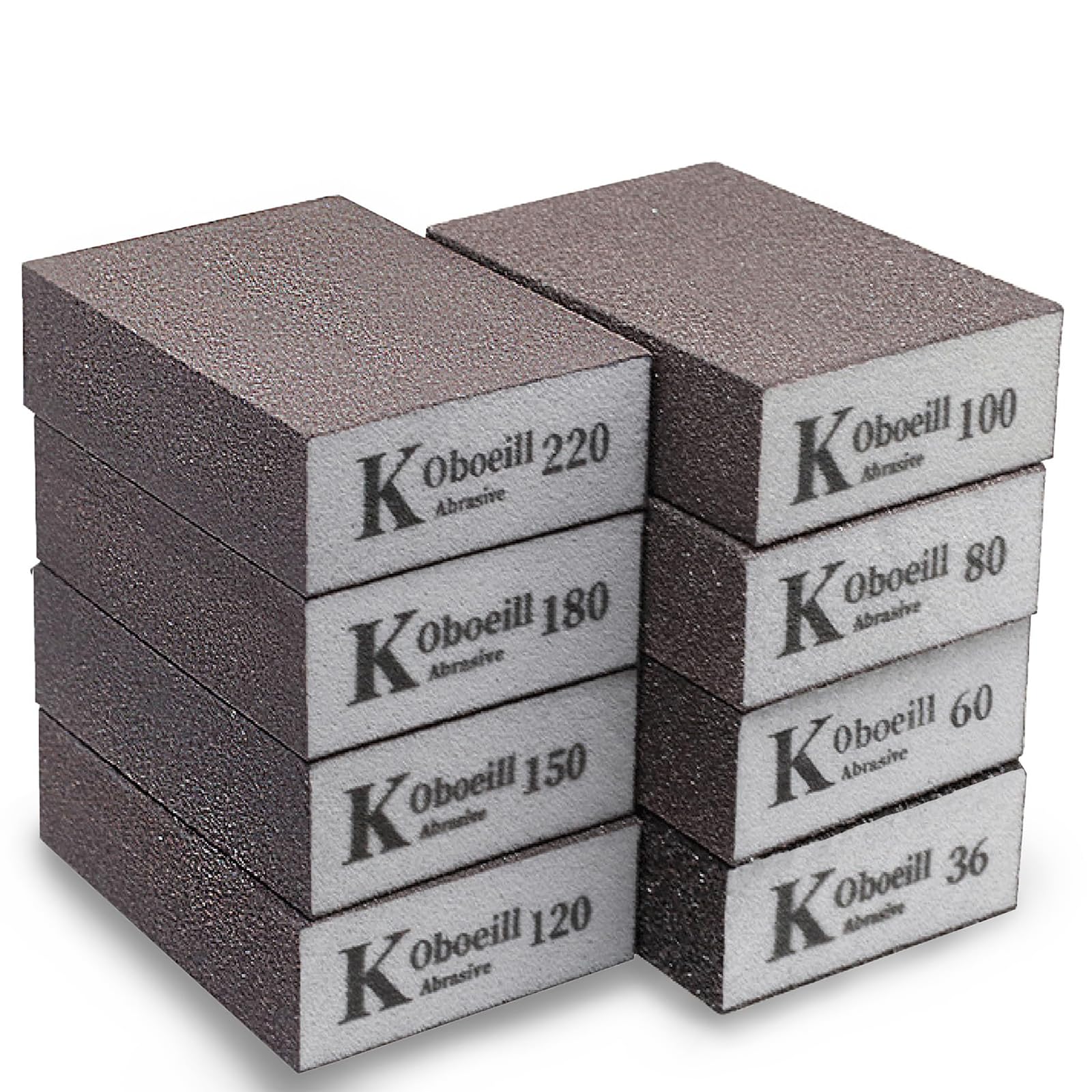 8 PCS Sanding Block,Sanding Sponges with 8 Grits (36,60,80,100,120,150,180,220) Coarse/Medium/Fine/Superfine Wet and Dry Dual-use Abrasive Pads,Washable and Reusable Sandpaper for Wood Walls Metal