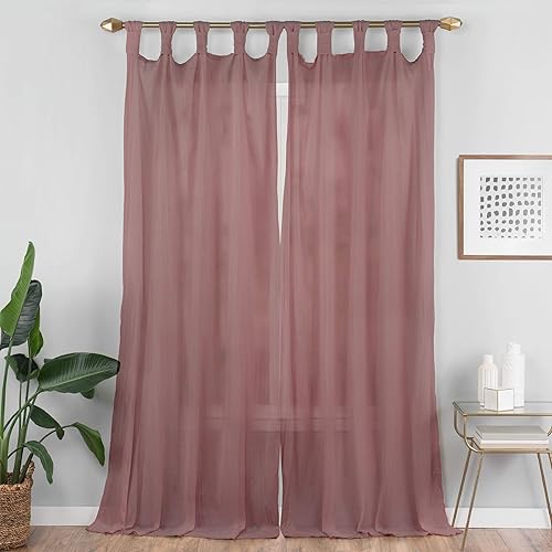 Miniatura 2 de Vue Priya - Cortinas semitransparentes para dormitorio, 50 x 95 pulgadas, filtro de luz, un solo panel con pestaña superior, para sala de estar,