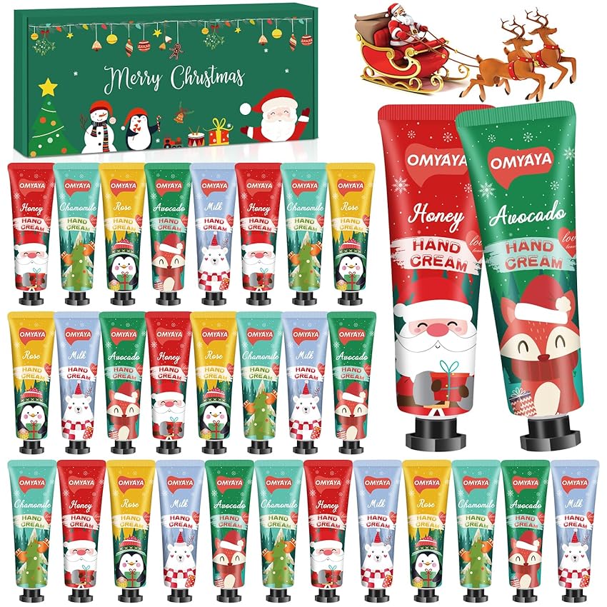 Set regalo crema per le mani da 30 pezzi, regali di Natale per donne e uomini, set natalizio per crema per le mani per mani, piedi molto secchi e screpolati - piccoli regali per colleghi, donne, mamma