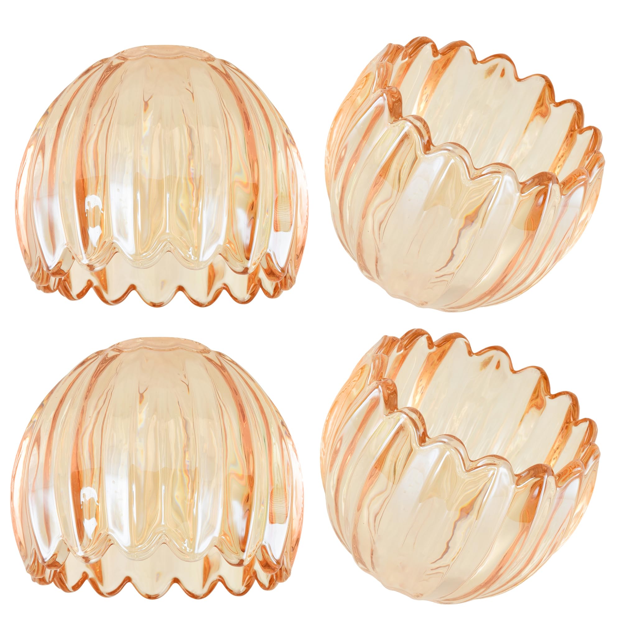 Small Glass Amber Tulip Lamp Shade Flower Art Blown Lampshades