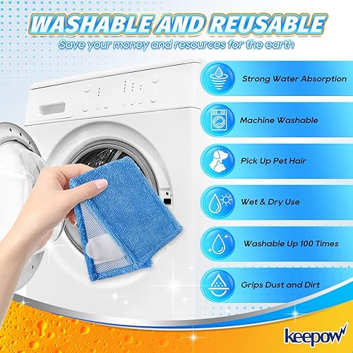 Miniatura 5 de KEEPOW Paños de barrido en seco XL para trapeador Swiffer Sweeper XL, almohadillas húmedas XL, almohadillas de microfibra lavables para limpieza de