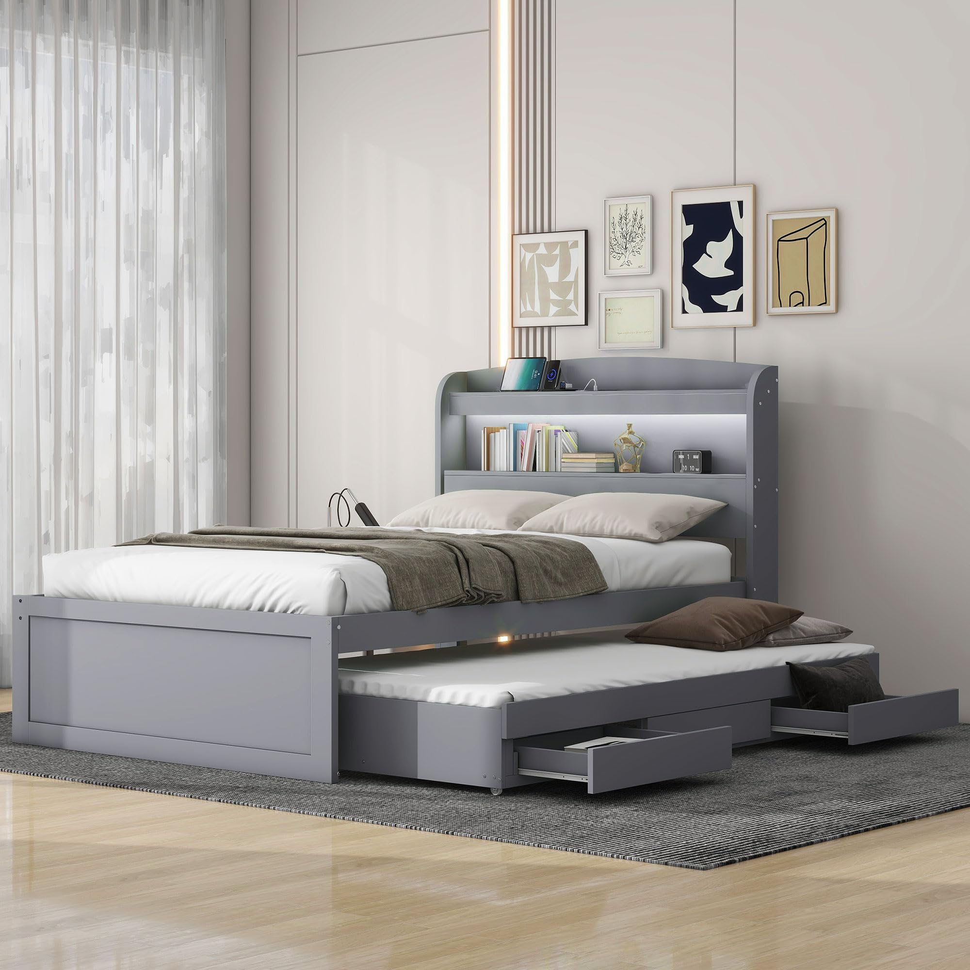 Amazon.com: LZ LEISURE ZONE Twin XL Size Platform Bed with