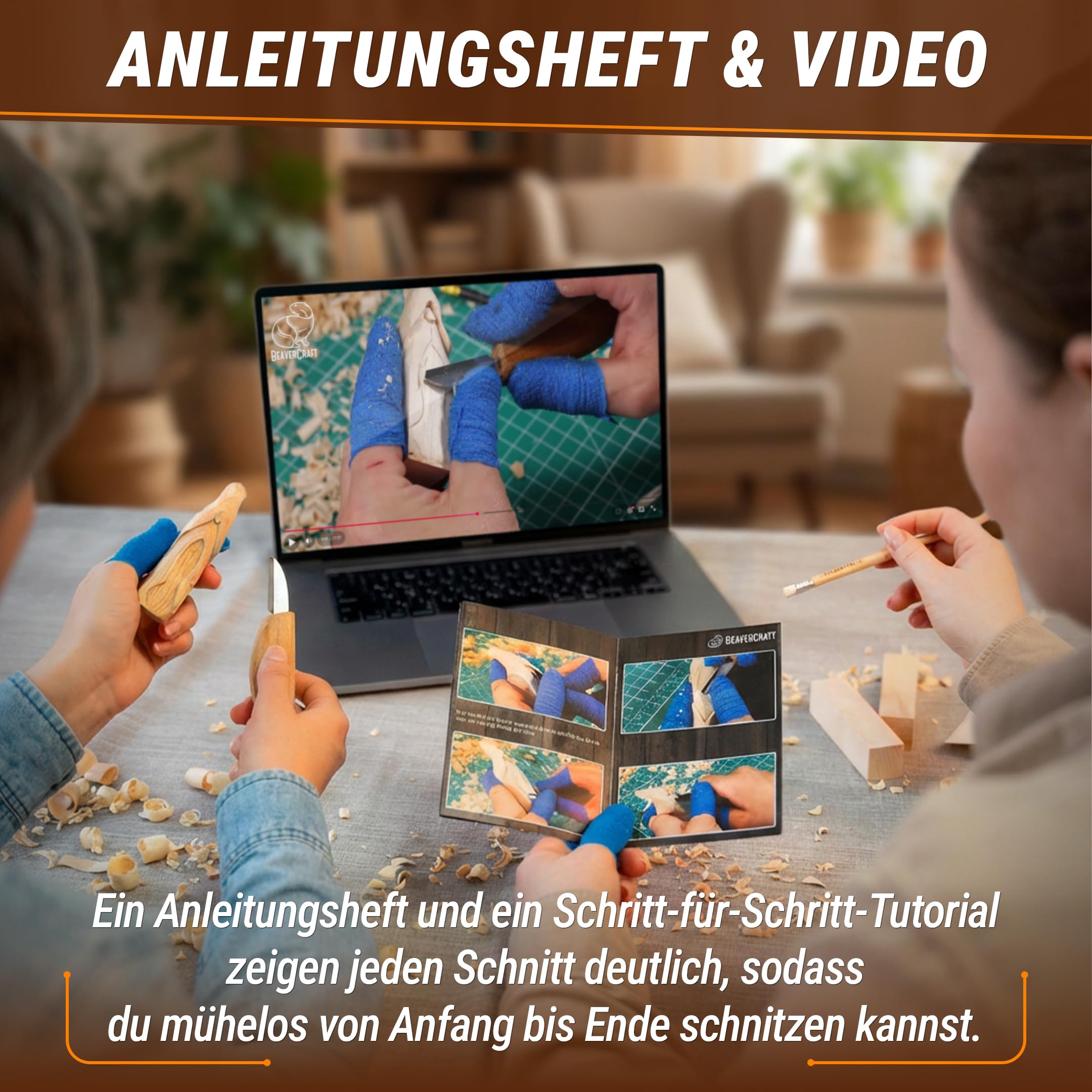 BeaverCraft, Holzschnitz-Set für die Anfänger – Hobby DIY Schnitzset für Erwachsene und Jugendliche – Schnitzmesser-Set mit Holzblöcke – Holzschnitzwerkzeug-Set – Set zum Holzschnitzen DIY03 Zauberer
