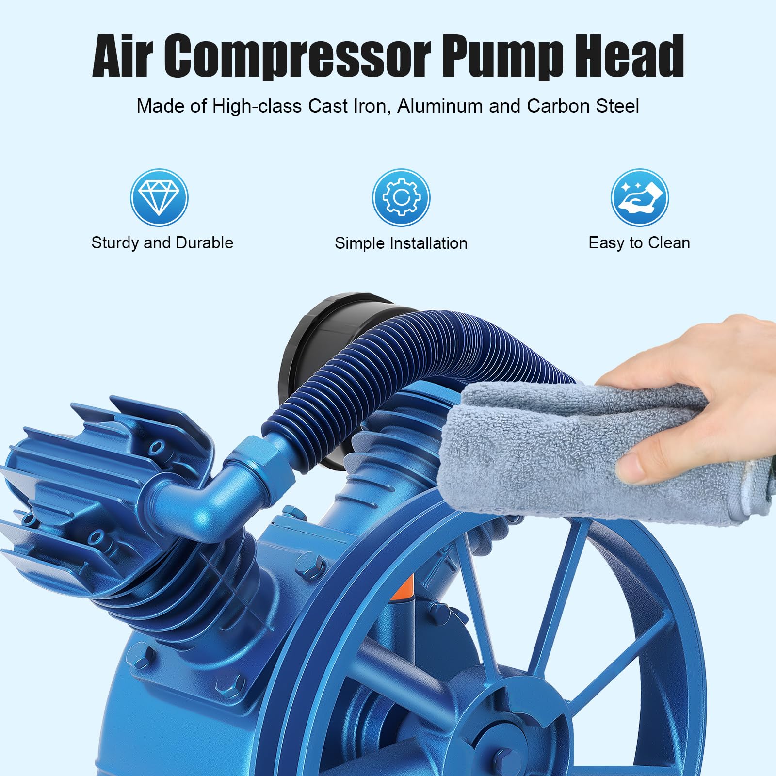 Unidad de Compresor de Aire Comprimido de 5,5 HP en V, Dos Cilindros, Cabezal de Bomba, 1440 RPM, 12 Bar