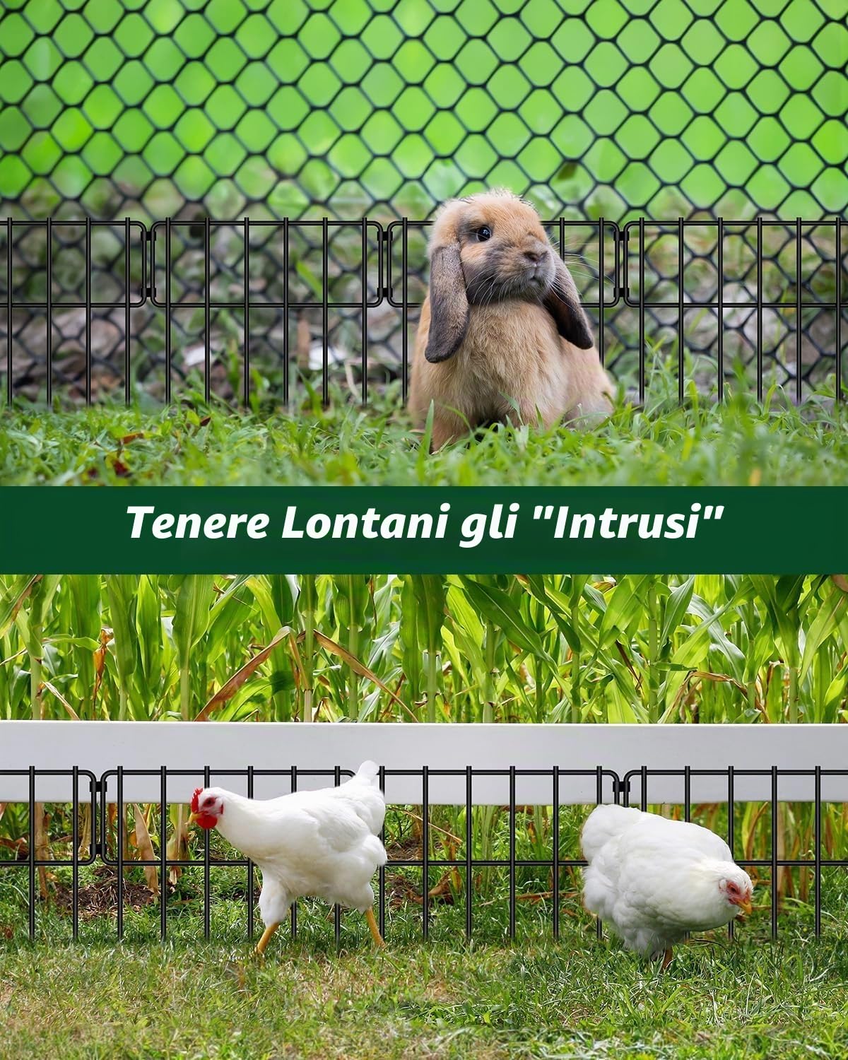 25 pezzi Recinzione decorativa da giardino, 8,2 m (L) x 43 cm (H), Recinzioni giardino esterno senza scavare, Cane Conigli Blocker recinzione per cortile all'aperto
