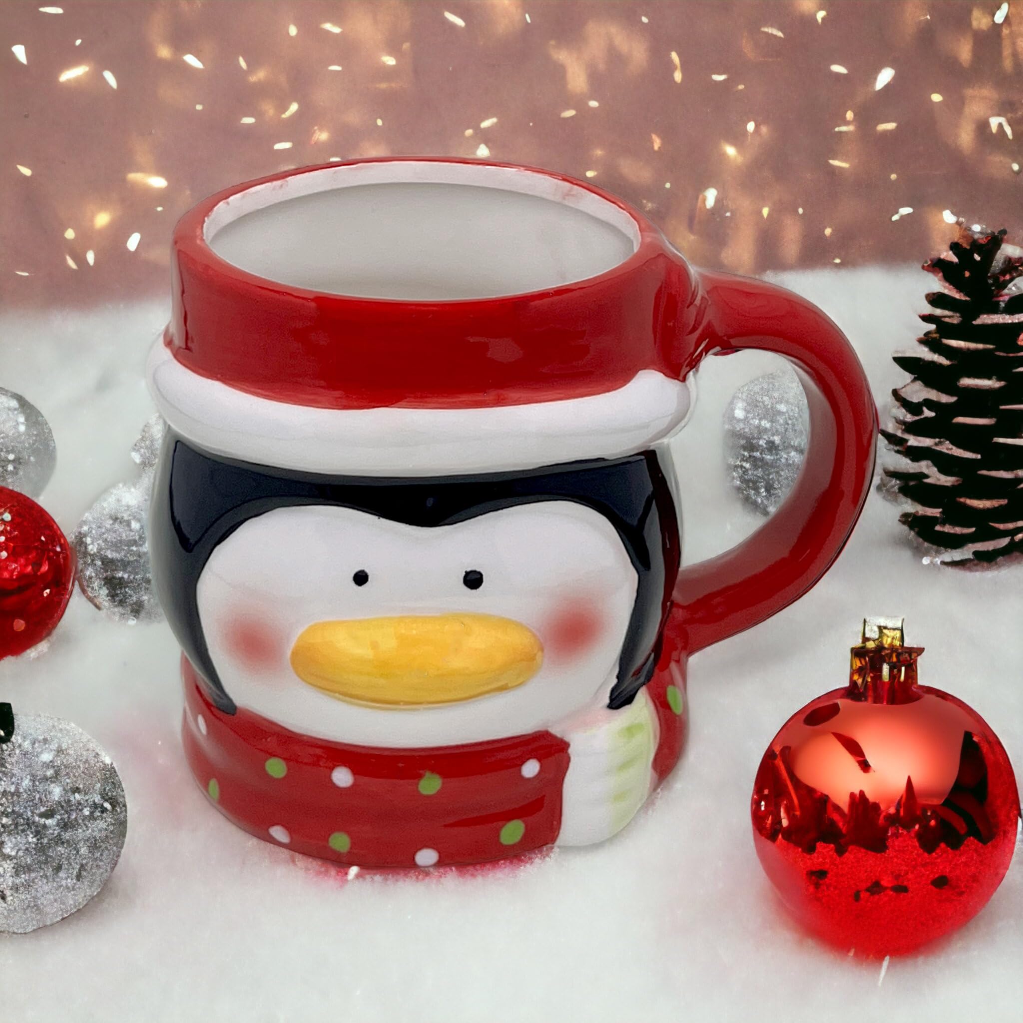 Tazza da caffè a righe a coste natalizie 3D dipinta a mano babbo natale, cuore