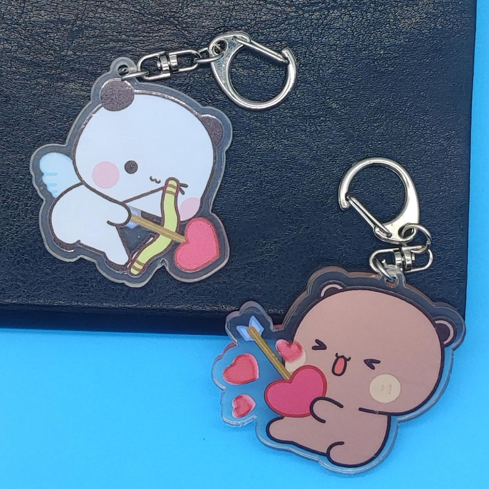 Porte-clés Mural En Acrylique YOKUSHI - Lot De 2 Ours Bubu Et Dudu - Décoration Mignonne Pour Clés, Sac, Cadeau