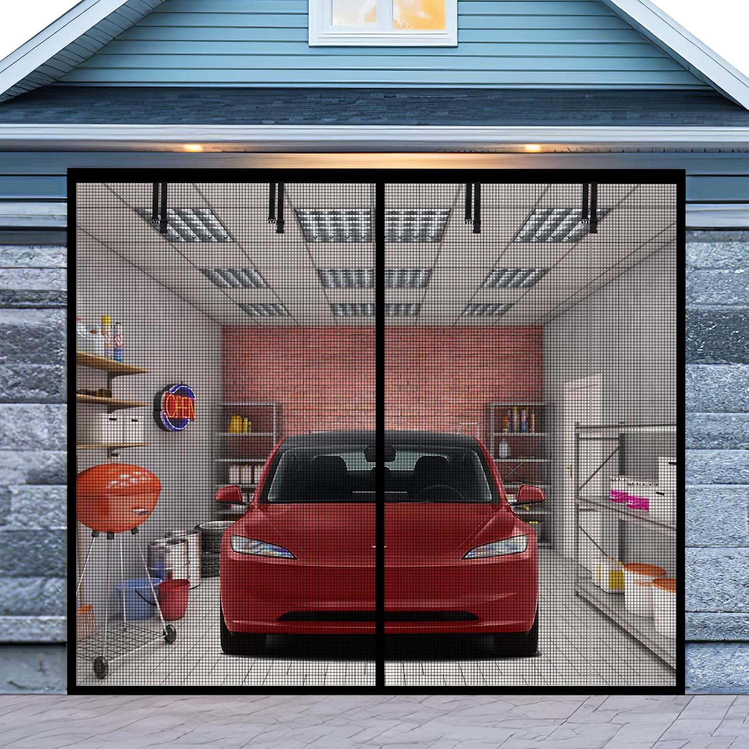 Garage Door Screen for 2 Car Garage 16x7FT, Magnetic Screen Garage with Retractable Fiberglass Mesh and Heavy Duty Weighted Bottom, Easy Assembly Pass, Hands Free Door Screen Kit Garage Door Screen for 2 Car Garage 16x7FT, Magnetic Screen Garage with Retractable Fiberglass Mesh and Heavy Duty Weighted Bottom, Easy Assembly Pass, Hands Free Door Screen Kit