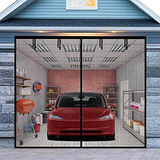 Garage Door Screen for 1 Car Garage 12x7FT, Magnetic Screen Garage with Retractable Fiberglass