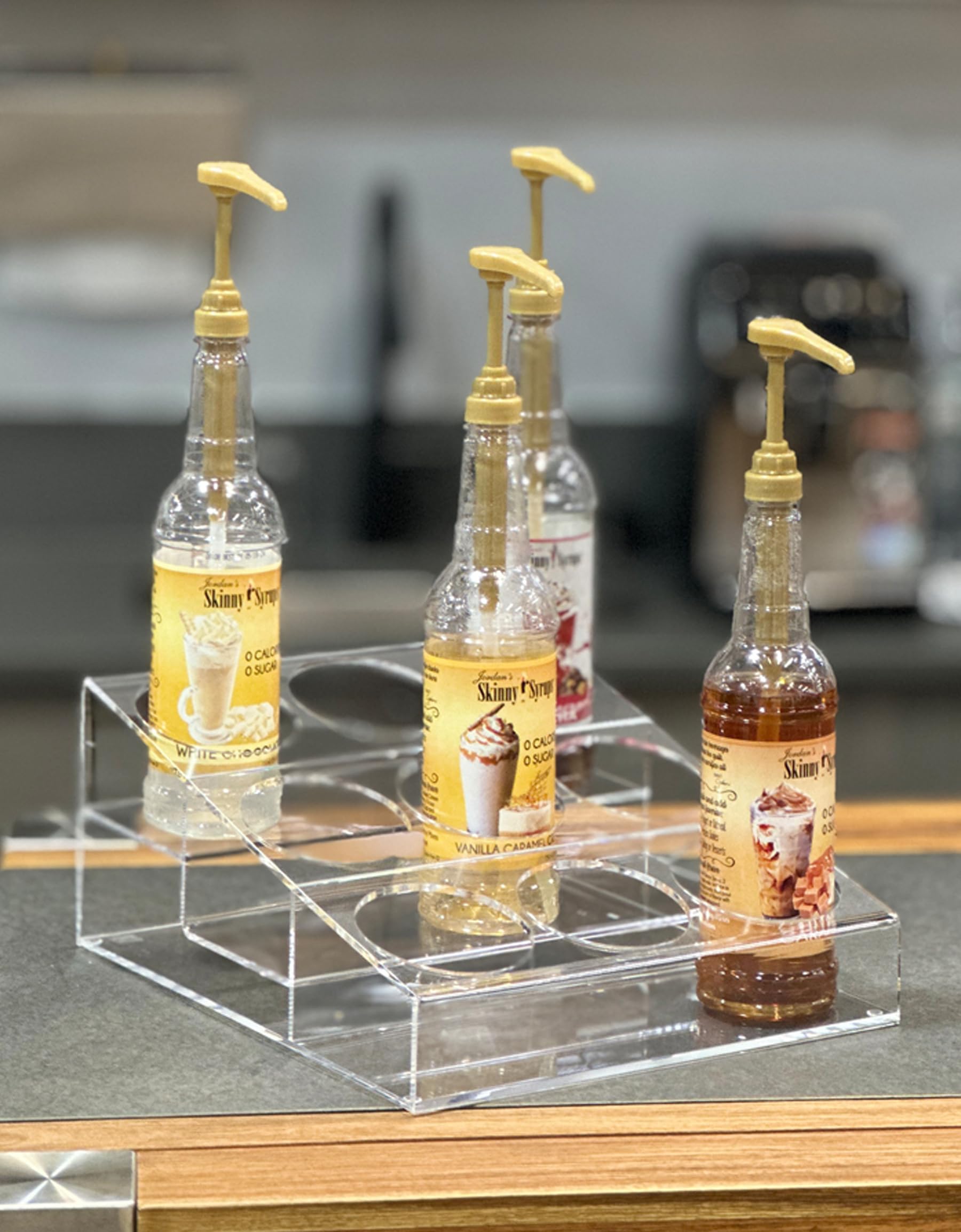 Designstyles Acrylic Coffee Syrup - 3 Tier 9 Bottles Coffee Syrup Stand Organizer - Clear Acrylic Organizer for Syrups, Wine, Soda and Beer