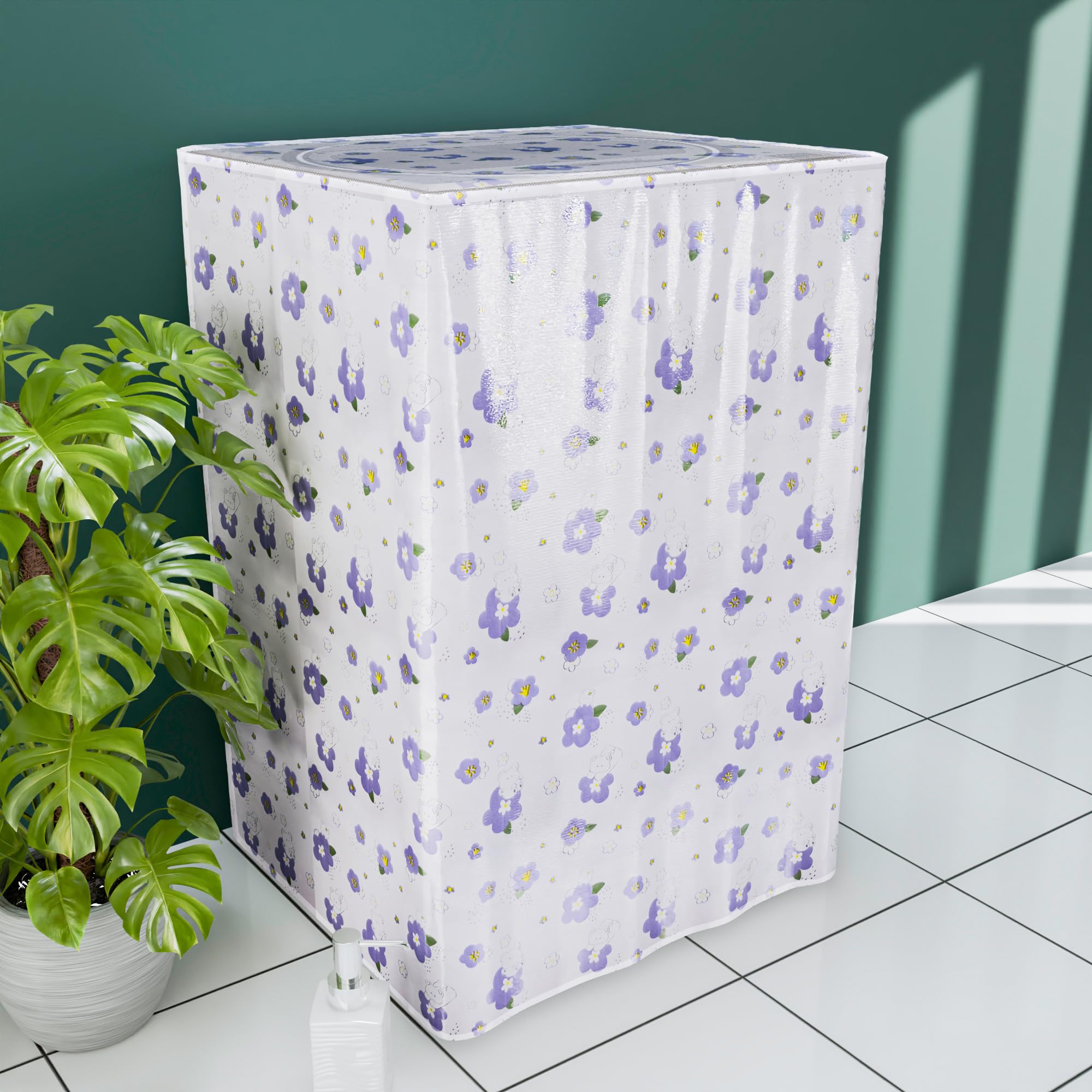 Kuber Industries Pack of 2 Top Loading Washing Machine Cover |Waterproof And Dust Proof Fully Automatic Washing Machine Cover |Cute bear Laundry Machine Protect Cover With Zip |Purple &White (B0D4V3JSP8) Amazon Price History, Amazon Price Tracker