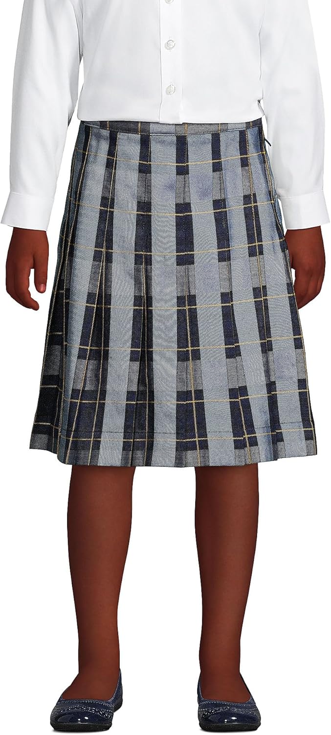 Lands' End School Uniform Girls Plaid Pleated Skirt Below The Knee - Image 2
