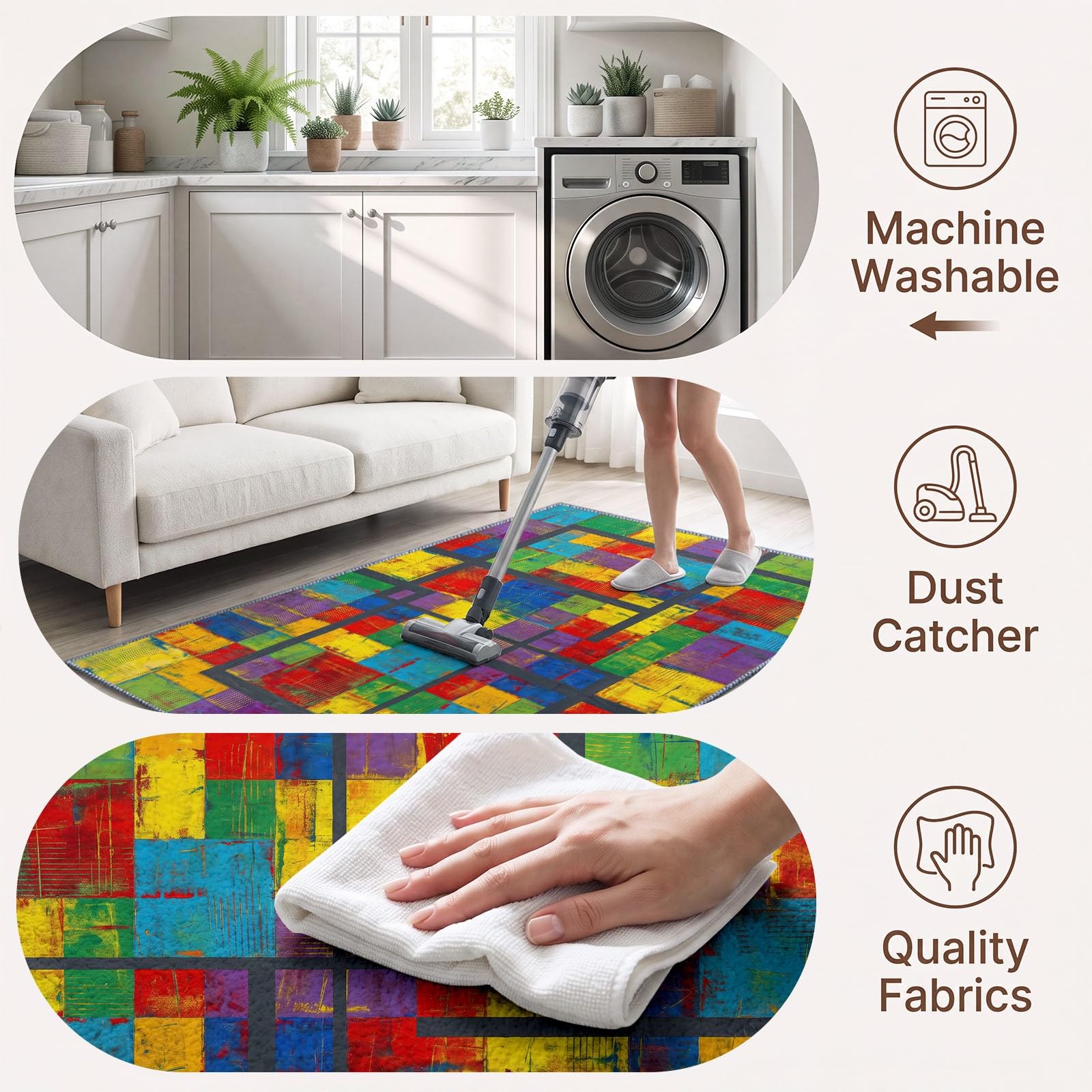 Modern Pop-Art Abstrakt Graffiti Kinderteppich Junge Mädche Rutschfest Farbecht, Regenbogenfarben Zerkratzt Raster Teppich 80 x 150 cm Waschbar Antiallergen für Wohnzimmer Schlafzimmer Esszimmer Büro