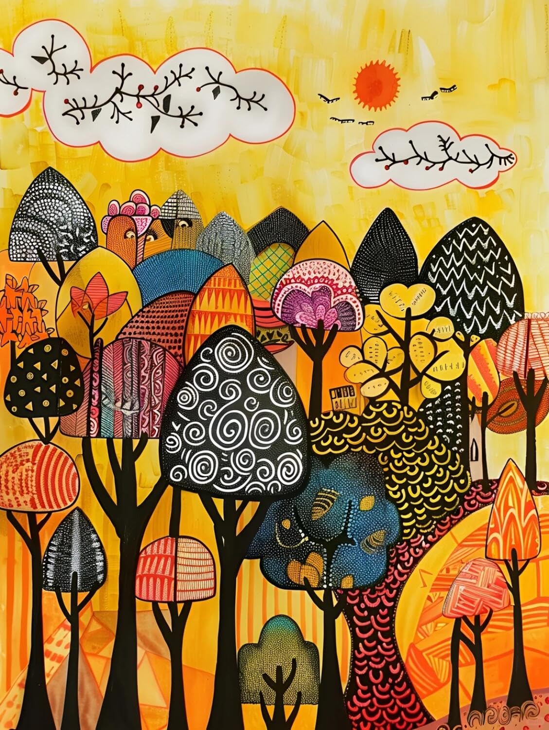 Rqwybcaxn Bead Embroidery Kits Colorful Forest 40x50cm