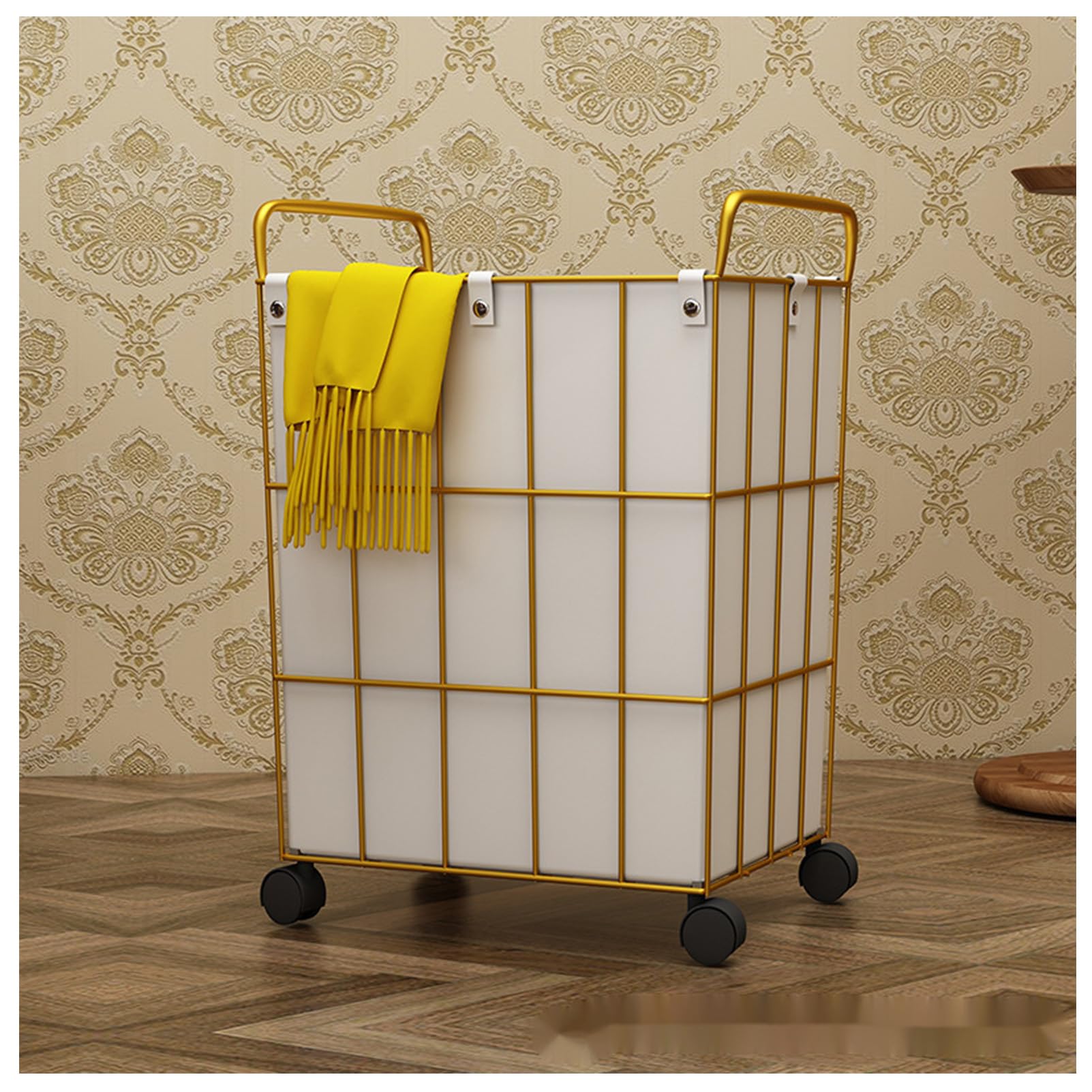 Light Luxury Iron Dirty Clothes Basket, Household Laundry Basket, Storage Basket with Lid, Bathroom Dirty Clothes Basket