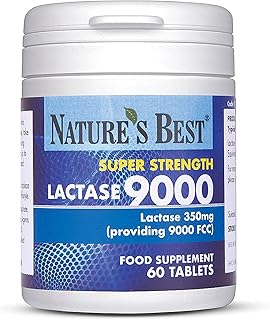 Super Strength Lactase Tablets 9000 FCC Enzyme Units, Max Strength Enzyme,60 Tablets: 1 month's Supply, Helps Digest Lactose in Milk & Dairy, Support for Lactose Intolerance, UK Made