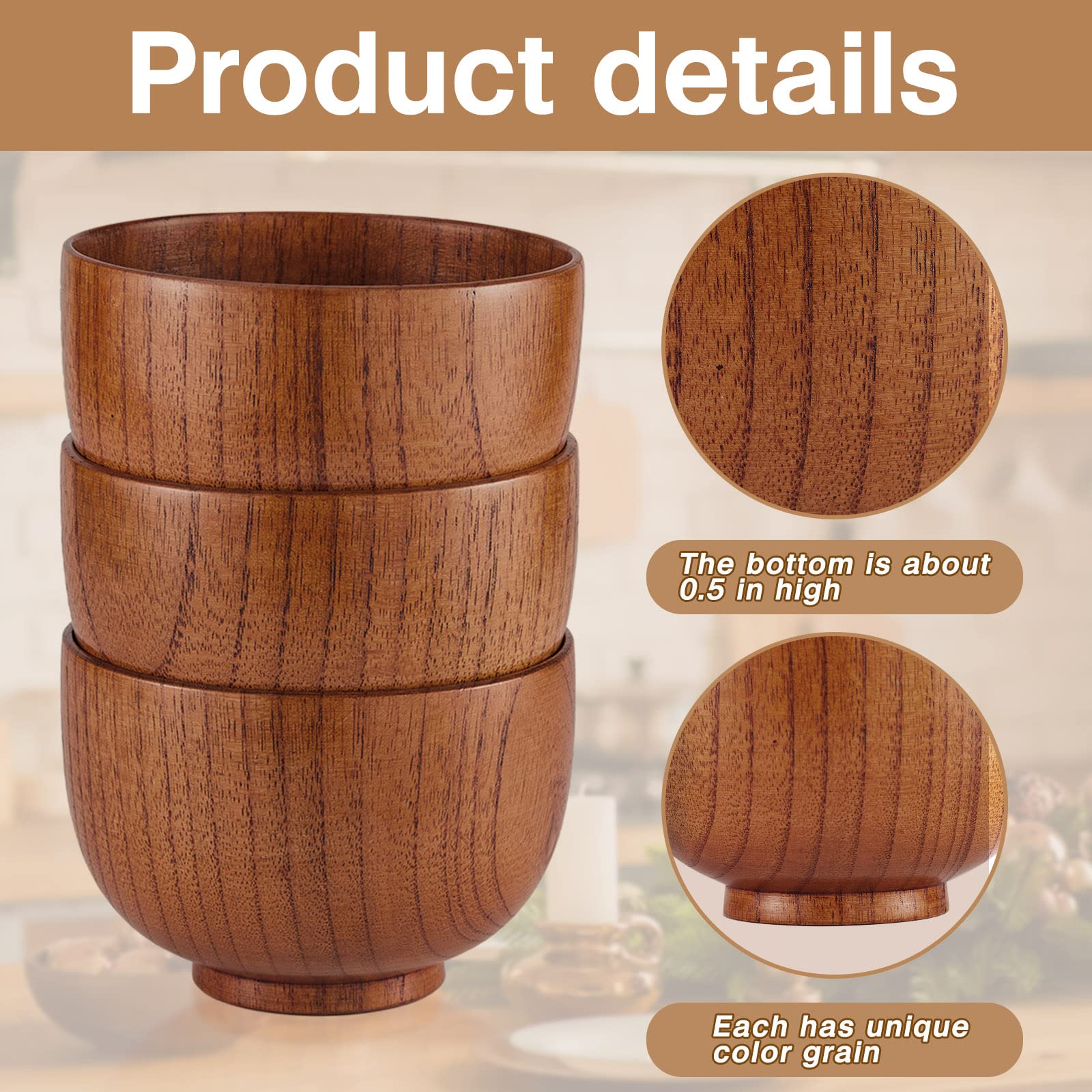Tioncy 12 piccole ciotole in legno di acacia, tazze giapponesi per alimenti, salse, zuppe, insalata, riso, salumi, decorazioni per salumi, 9 x 6 cm