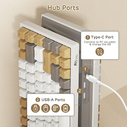 Miniatura 6 de RK ROYAL KLUDGE RK84 RGB Limited Ed 75 Triple Mode BT5024GUSB-C Teclado mecánico intercambiable en caliente teclado inalámbrico Bluetooth para