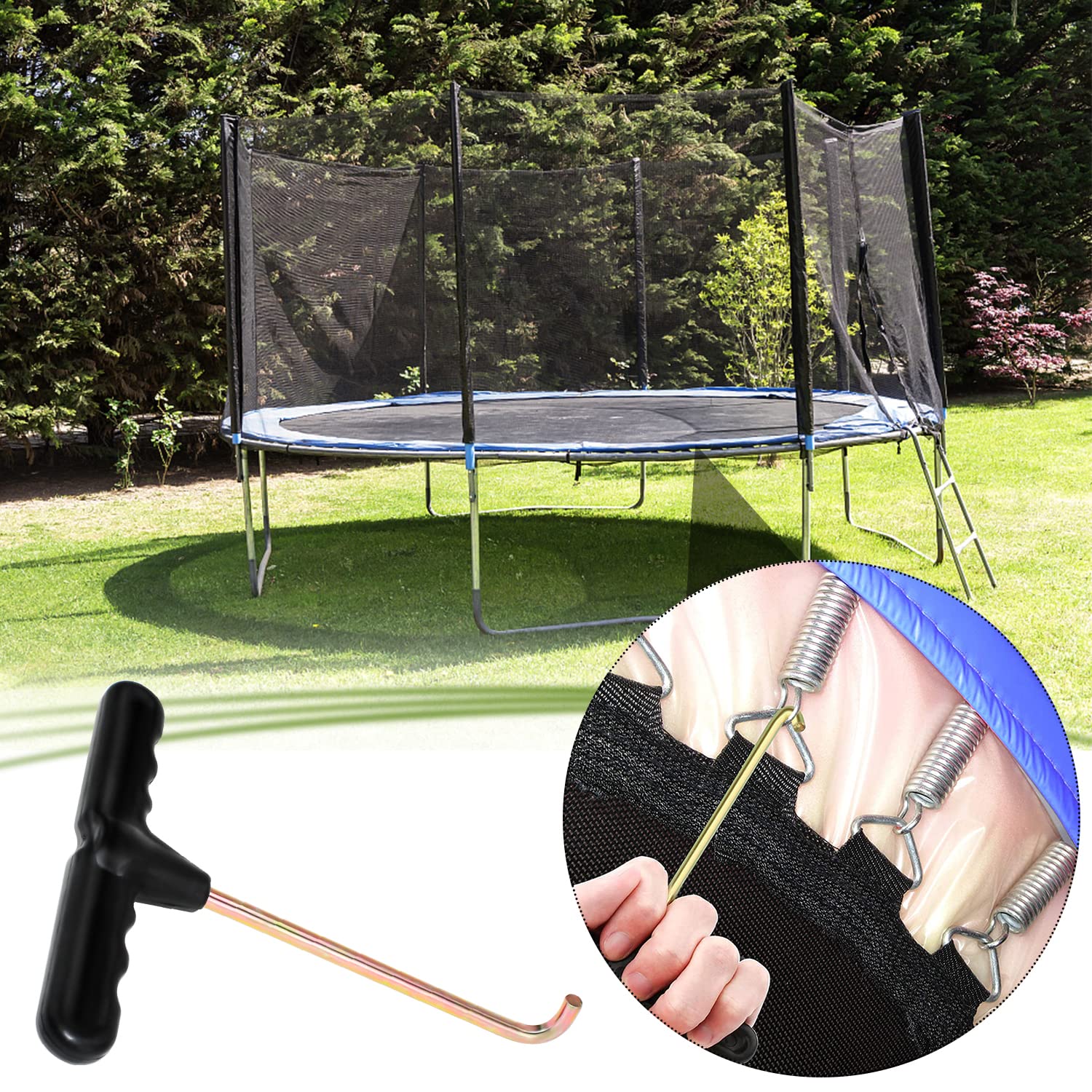 Gancio A Molla Per Trampolino - Strumento A T Per Montaggio E Smontaggio, 2 Pezzi, Ferro Placcato - Foto 4