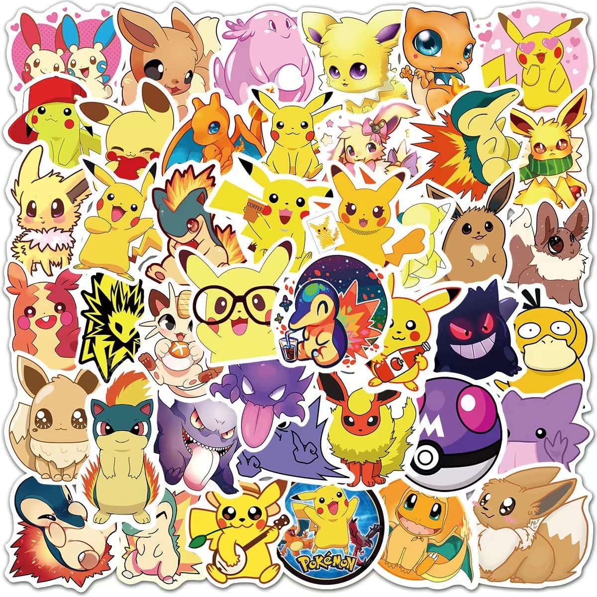 50 Packs Water Bottle Stickers,Cartoon Anime Monster Decal Cute Anime Stickers for Adults Kids Teens, Kawaii Vinyl Stickers, Cartoon Waterproof Stickers for Hydro Flask