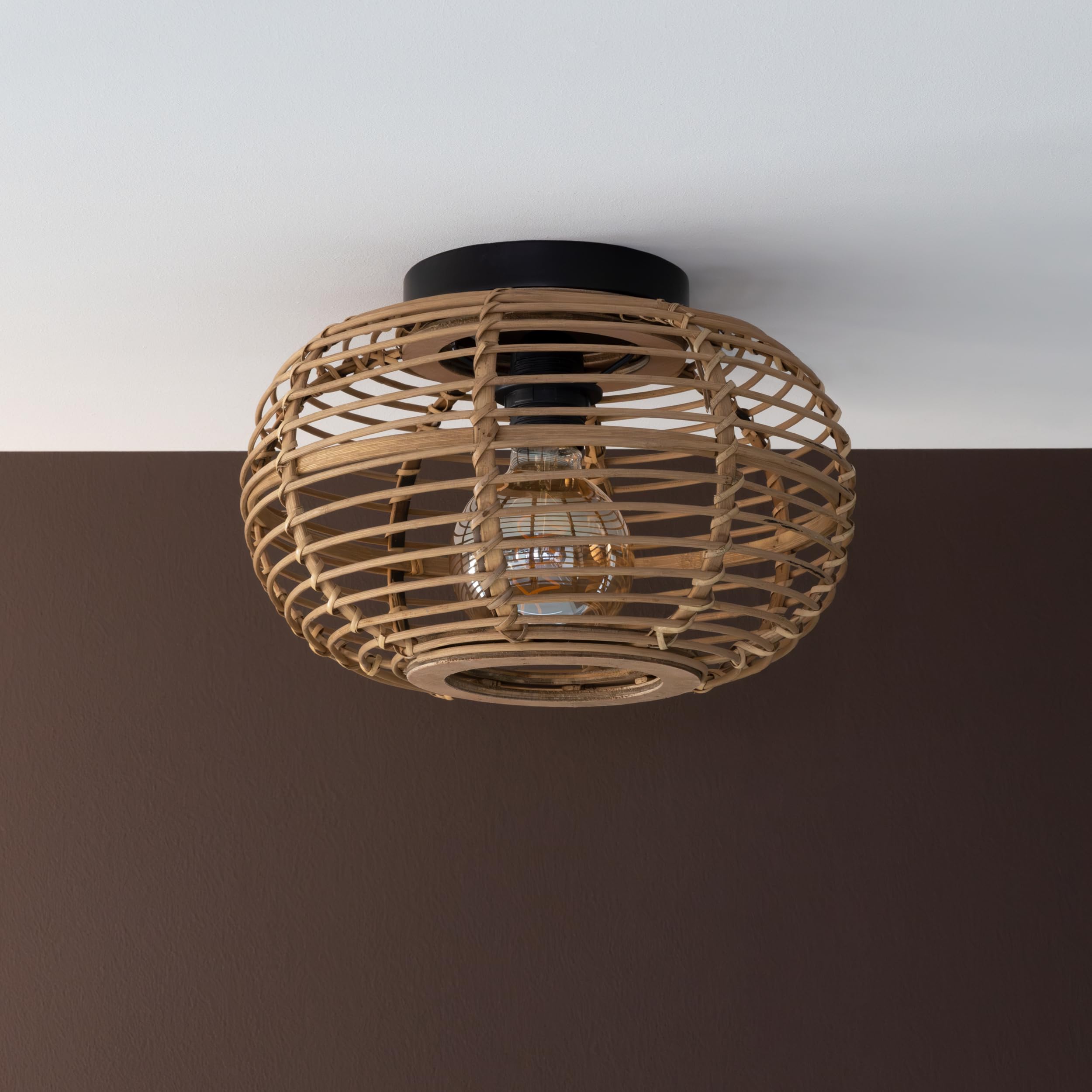 Stepeak Lampada a sospensione in stile bohémien con paralume in rattan