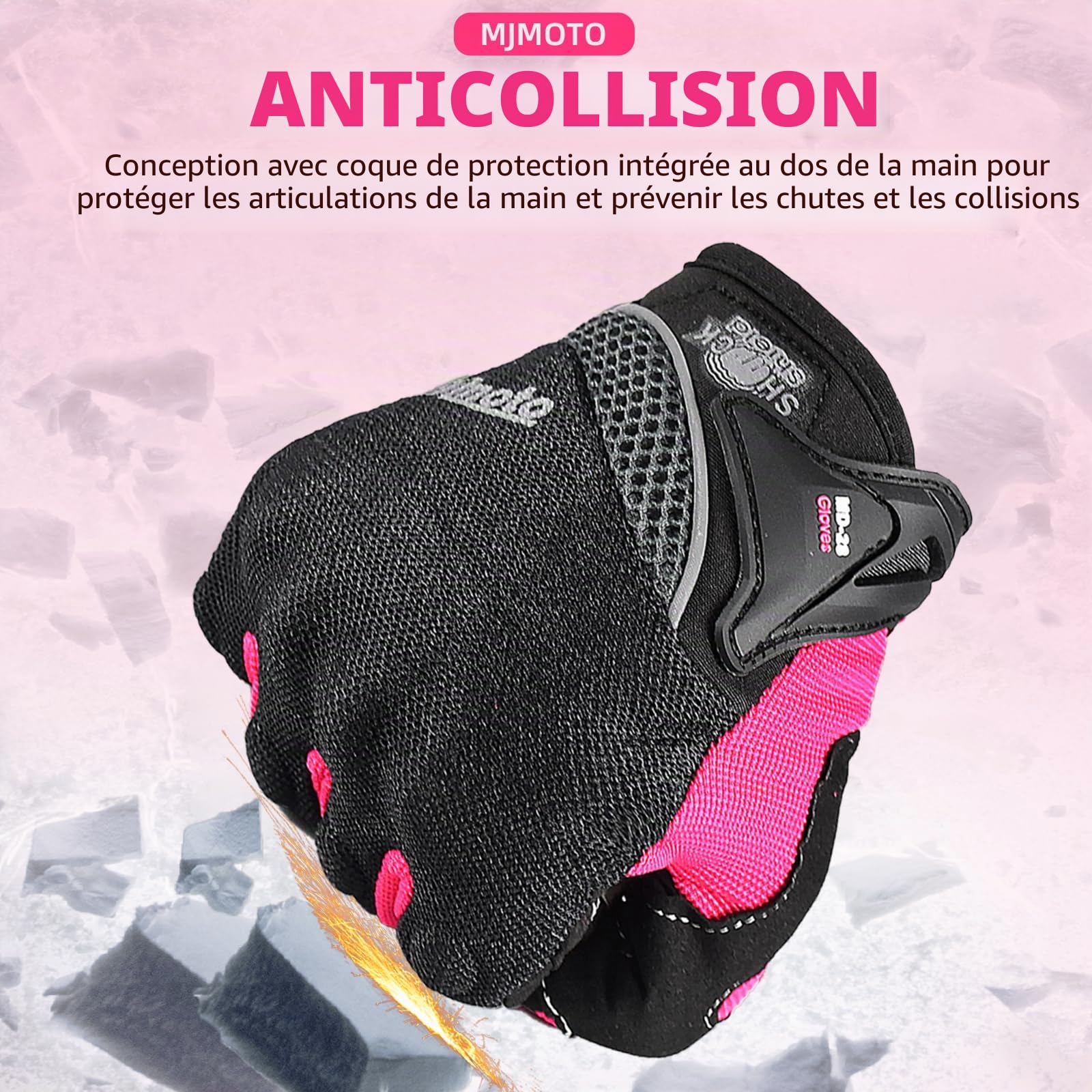 Gants de Moto en Maille Respirante, Écran Tactile, Protection Antidérapante, pour Femmes, Motocross, BMX, VTT, Course sur Route
