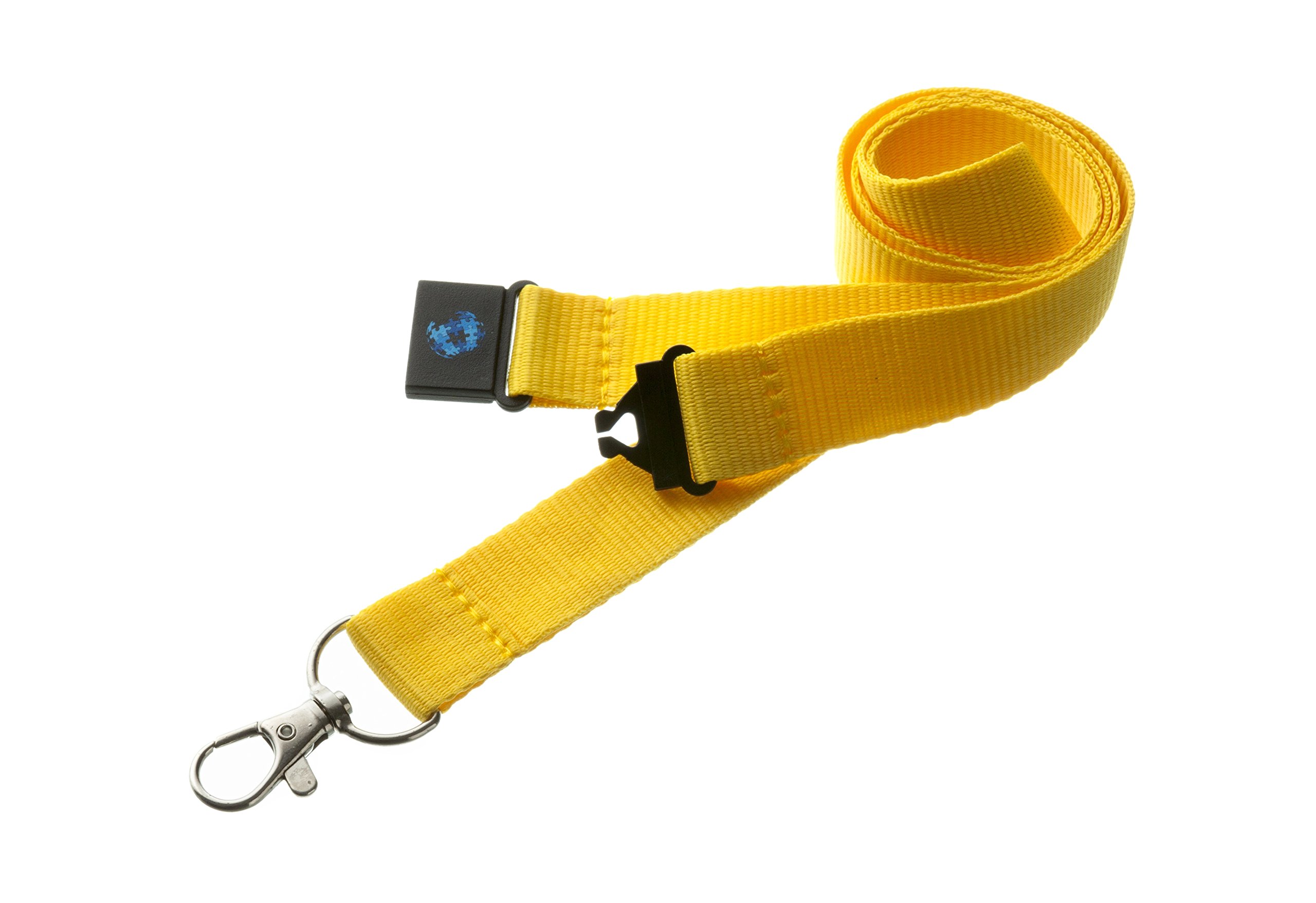 Pac Supplies Global Ltd 20mm Lanyard with Safety Break away and Metal clip - YELLOW