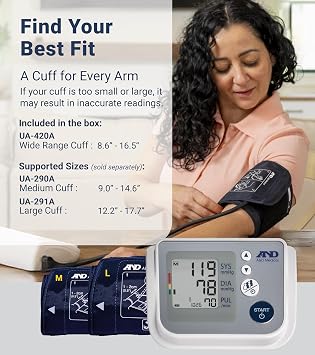 A&D Medical Multi-User Blood Pressure Monitor for Home Use UA-767FAC Wide Range Cuff (8.6-16.5 / 22-42cm), Easy to Use, Adult Upper Arm, 60 Readings Per User (4 Users), AC Adapter, FSA/HSA Eligible