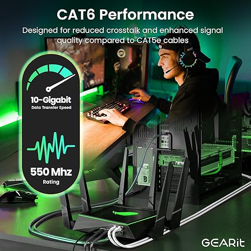 Vista 12 de GearIT - Cable Ethernet Categoría 6, sin enganches, cable de red LAN para computadora, Azul