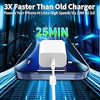 Vista 2 de MFi CertifiediPhone Charger Fast Charging, Redpark 3Pack PD 20W USB-C Power Adapter Type-C Wall Charger with 3Pack 6FT Type-C to Lightning Cable for