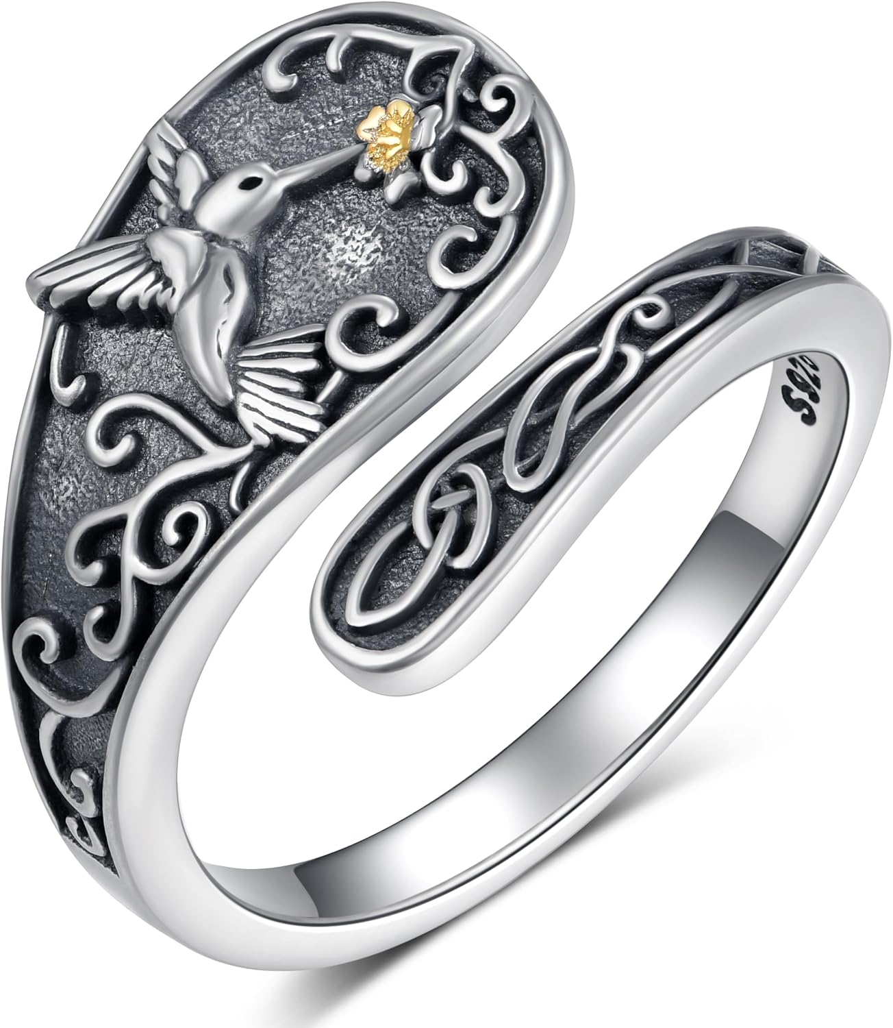 Turquoise Spoon Rings for Women - 925 Sterling Silver Western Adjustable Thumb Rings Native American Jewelry Gifts for Mom Wife Best Friend or Her Size 5-9