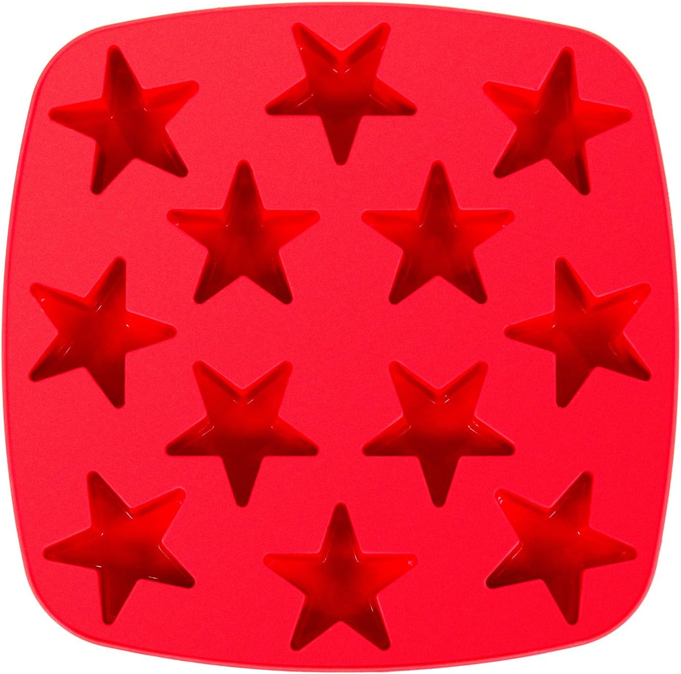 Kitchen Haven Silicone Candy Molds and Ice Cube Tray Star Shaped, 12-cavity, Red