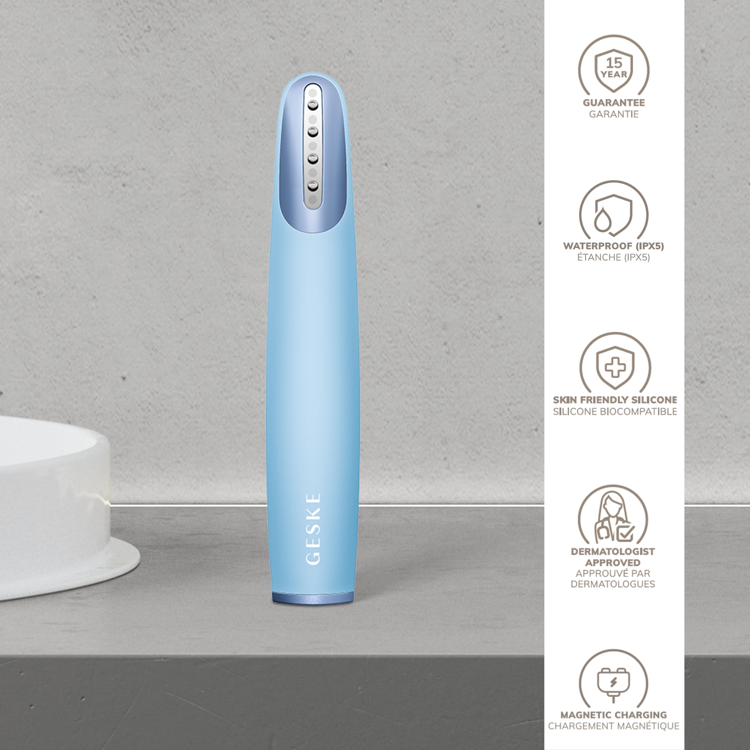 GESKE Skin Firming Wand | 7 in 1 | Anti-età | Lifting a microcorrente | Strumento di skincare | Rimozione rughe per una pelle soda e giovane | Rassodante viso | Red LED Light Technology