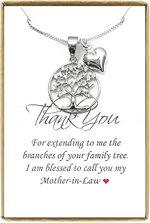 Tree of Life Necklace with Heart, Sterling Silver Tree of Life Necklace, Gift for Mom, Mother of the Bride Gift, Mother of the Groom Gift Necklace, Mother in Law Gift 18 Inches Plus 2 Inches extender