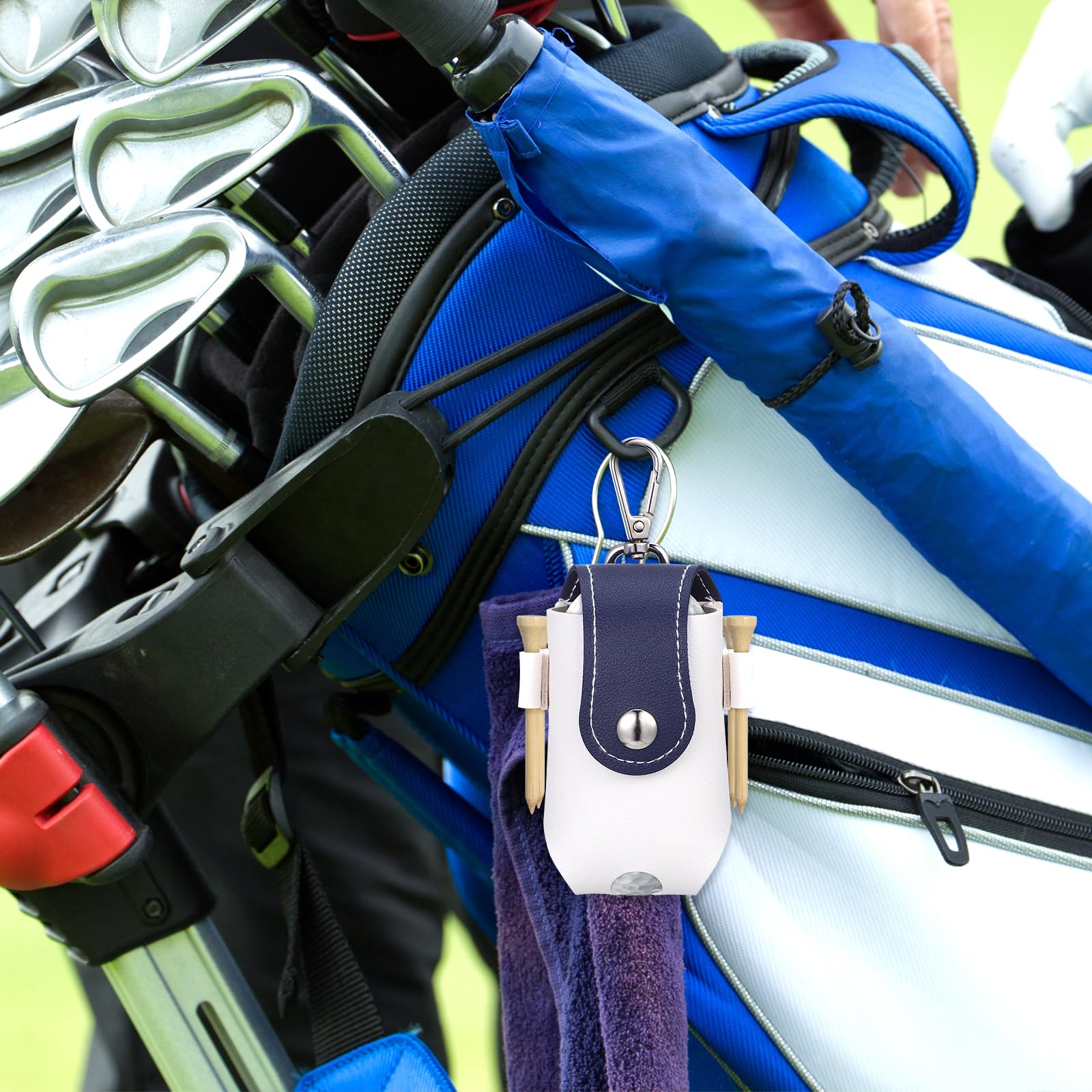 GANAZONO 2 Pz Custodia in Pelle per Borsa da Golf Sacche da Golf Piccola Borsa da Tee da Golf Porta Pallina da Golf Portatile Borchia a Sfera Scaffale di Stoccaggio Semplice