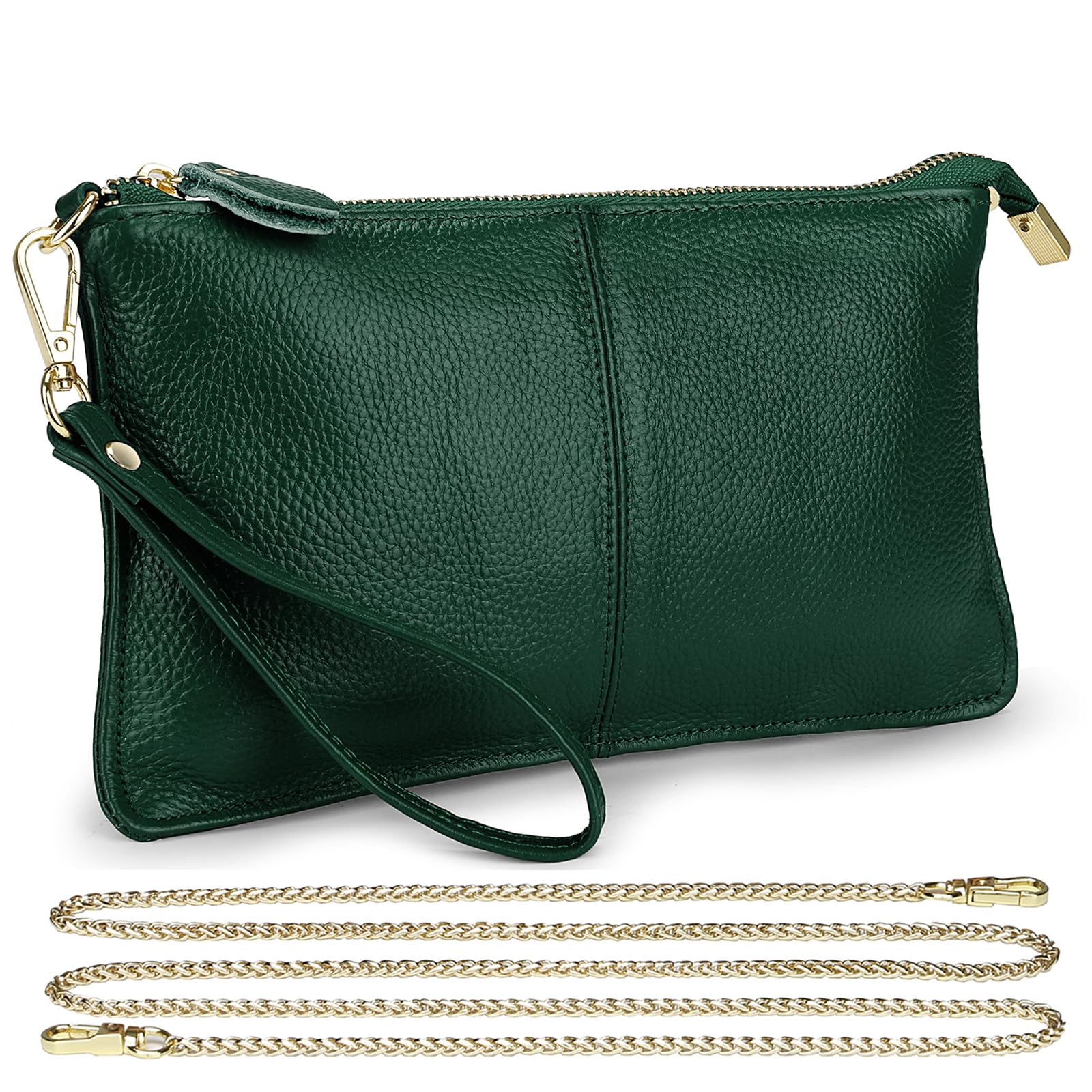 Uromee Genuine Leather Wristlet Wallet Clutch Purses with Detachable Chain