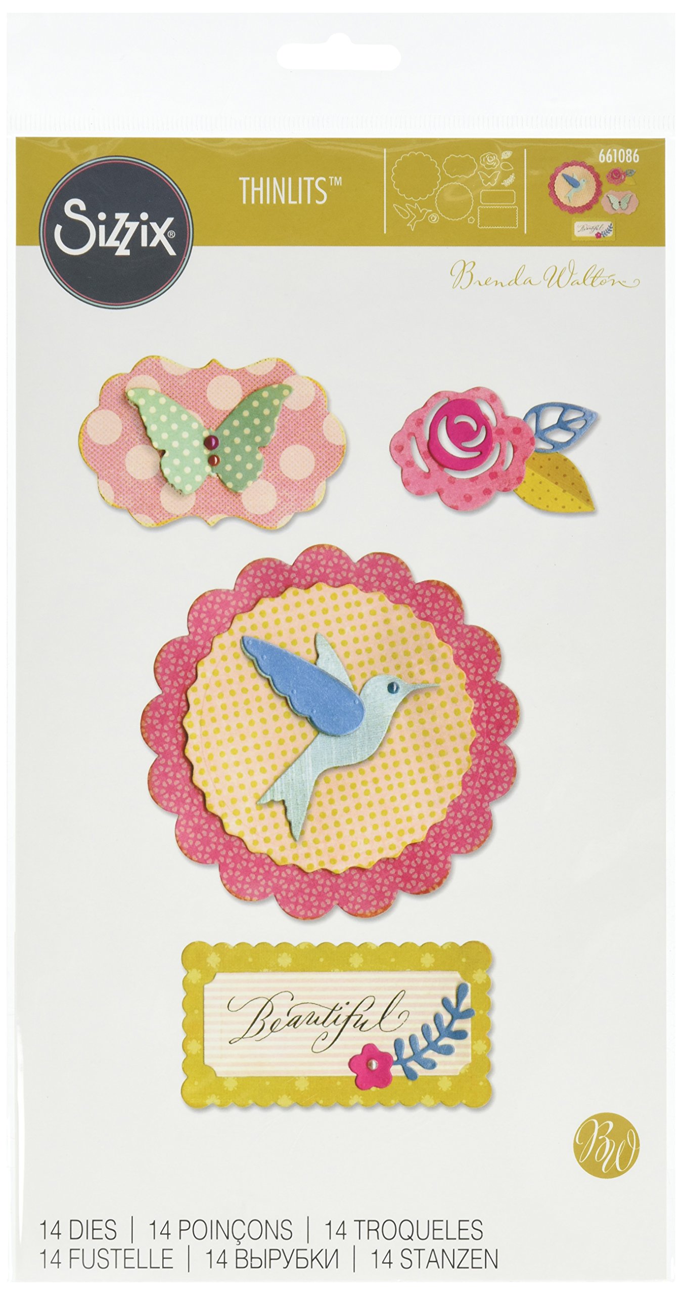 Matrice Sizzix 661086 Thinlits Die Set cadre scrapbooking 14 pièces