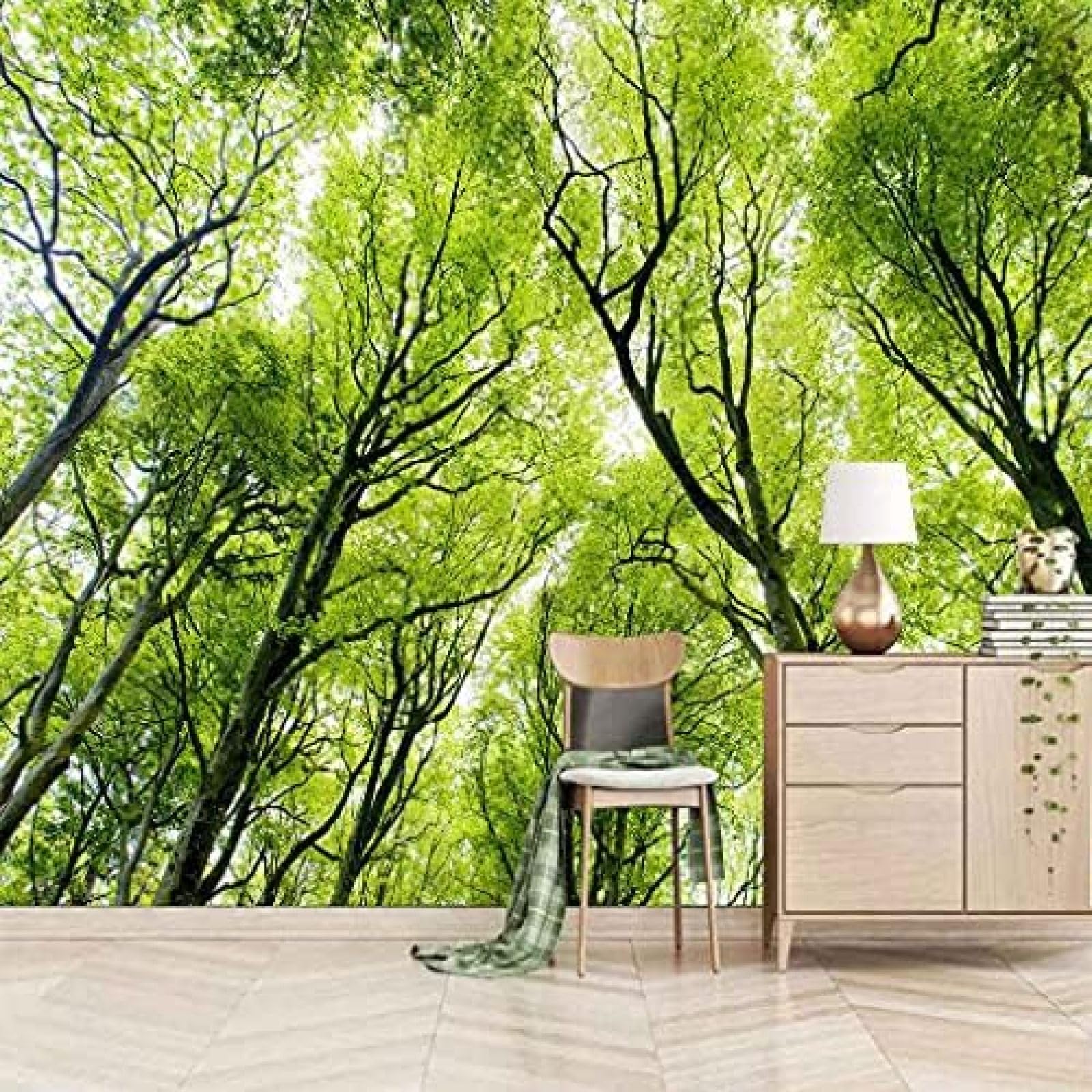 Papier Peint Paysage Forêt Verte XLMING Intissé Luxe Mural 150x105