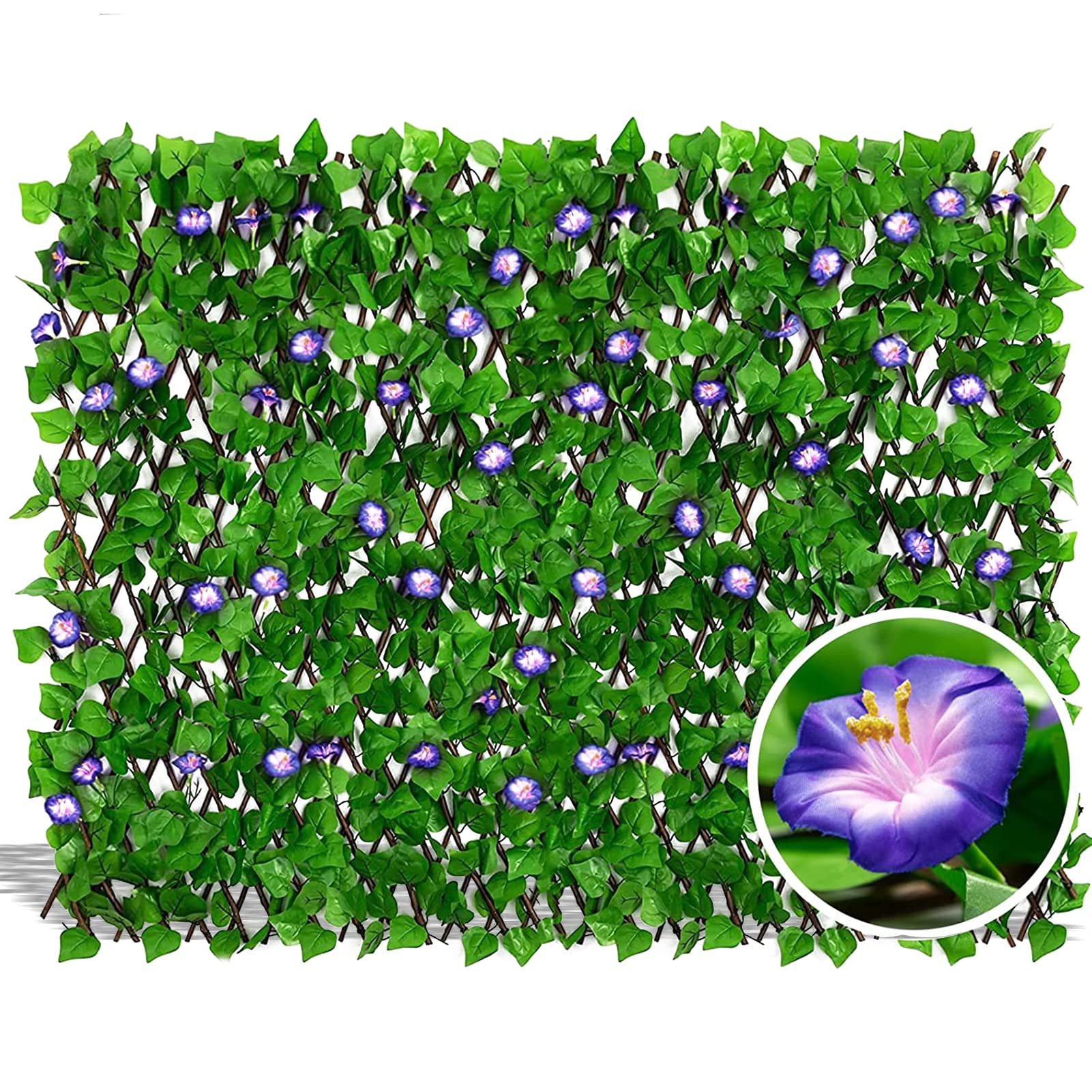 Photo 1 of DOEWORKS Expandable Fence Privacy Screen for Balcony Patio Outdoor, 1PC Faux Ivy Fencing Panel for Backdrop Garden Backyard Home Decorations 20*48 Inch * 1 PC Blue