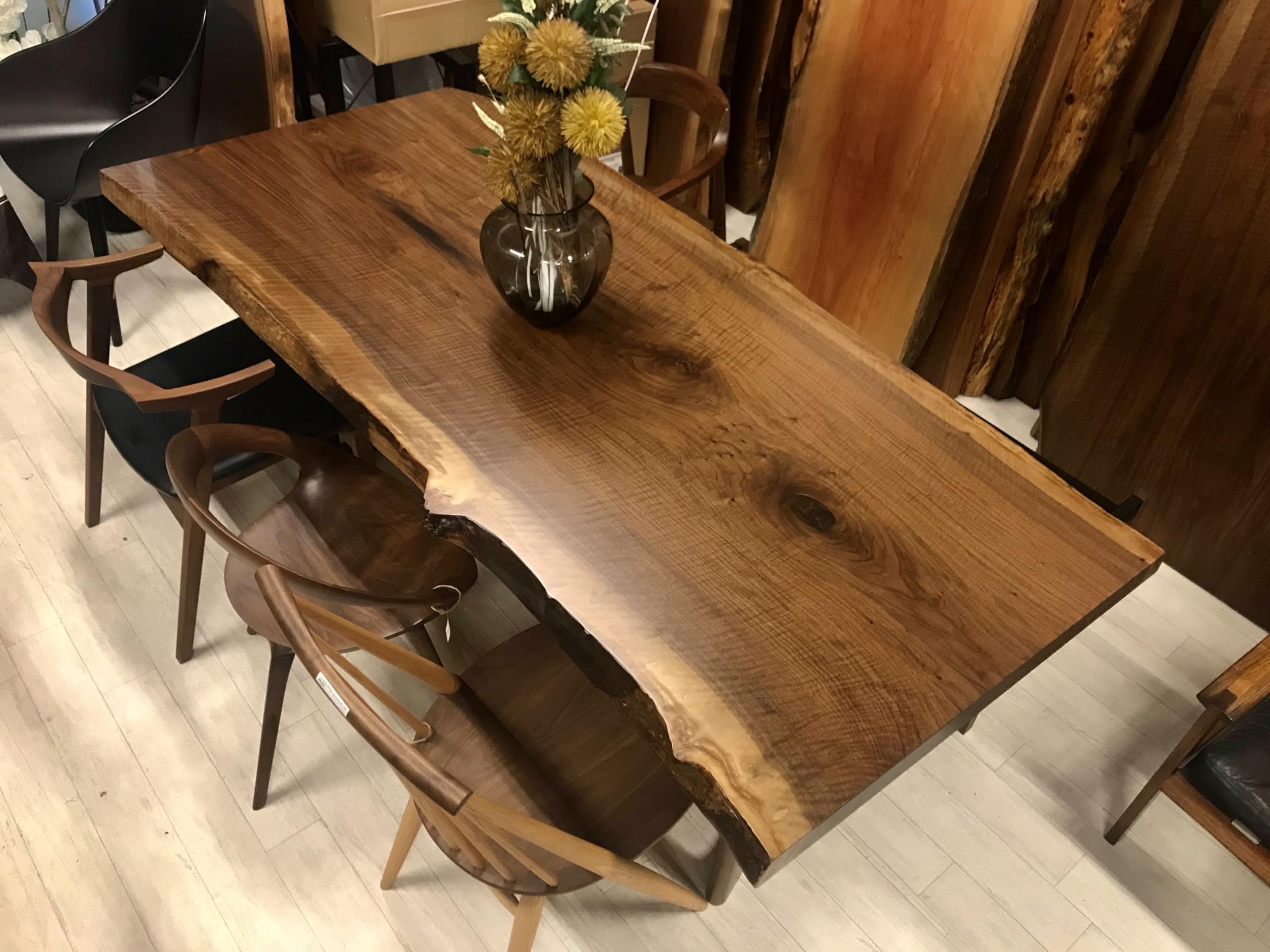 Amazon｜≪青山店≫ウォールナット 全面杢 一枚板 2100×900-930