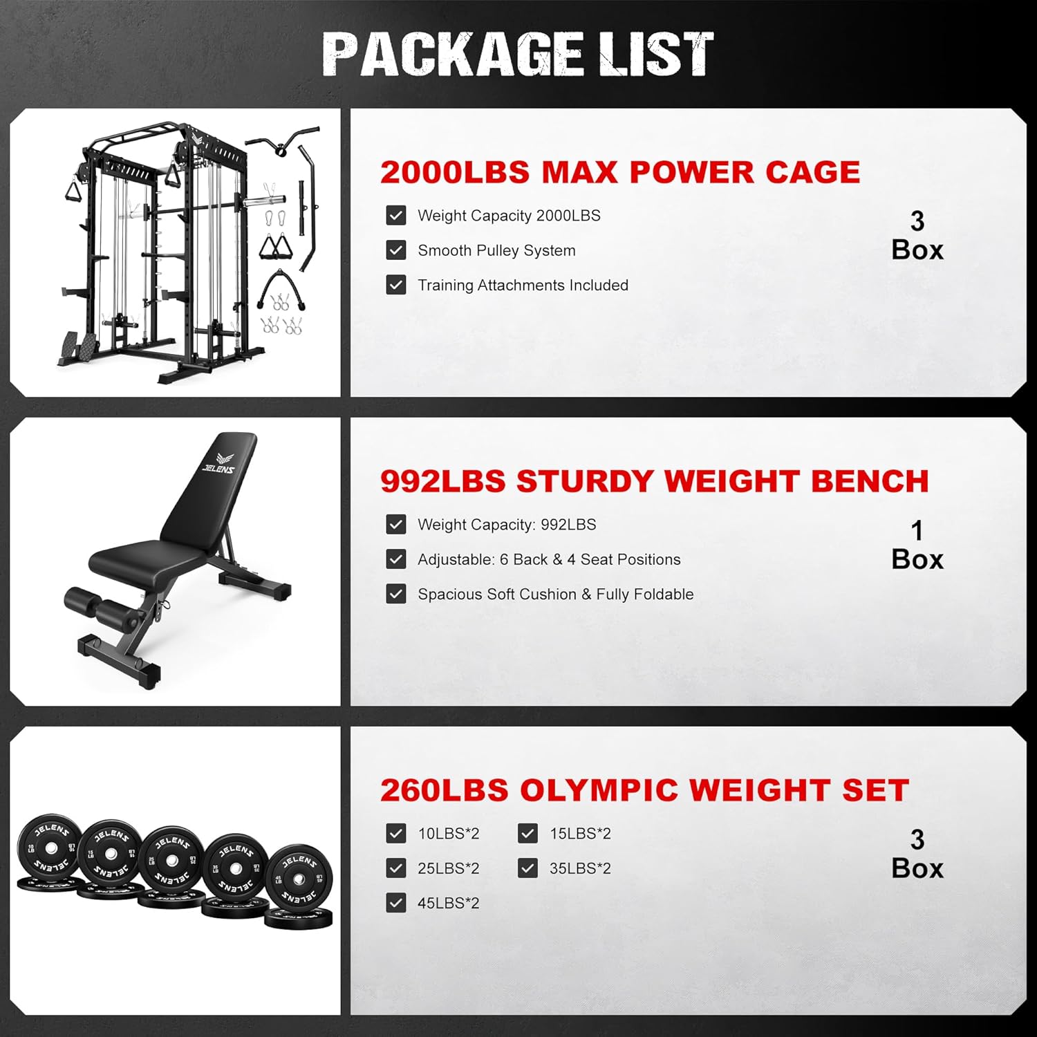 JELENS M21 Smith Machine, Multi-Function Power Cage with Dual Pulley Cable Crossover System, 2000LBS All-in-One Squat Rack with Smith Bar and Attachments for Home Gym