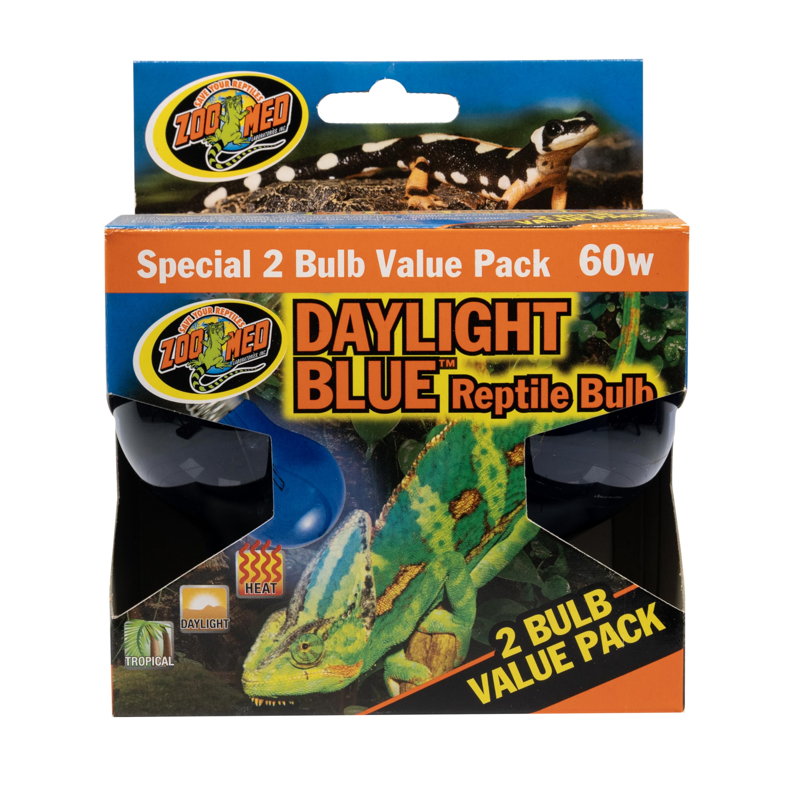 (3 Boxes) 2-Pack Daylight Blue Reptile Bulb, 60-watt - 6 Bulbs Total