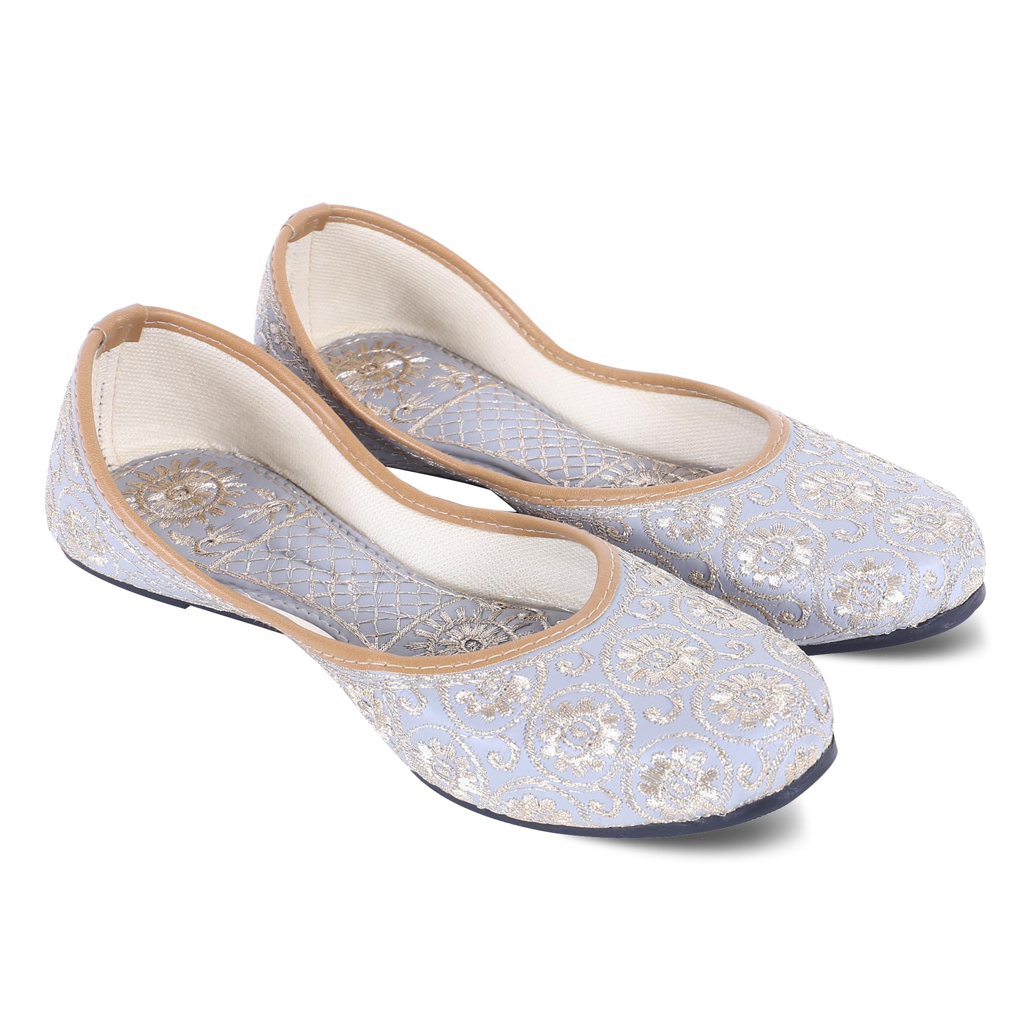 Women’s Embroidered Punjabi Mojaris Phulkari Juti Shoe-image-29
